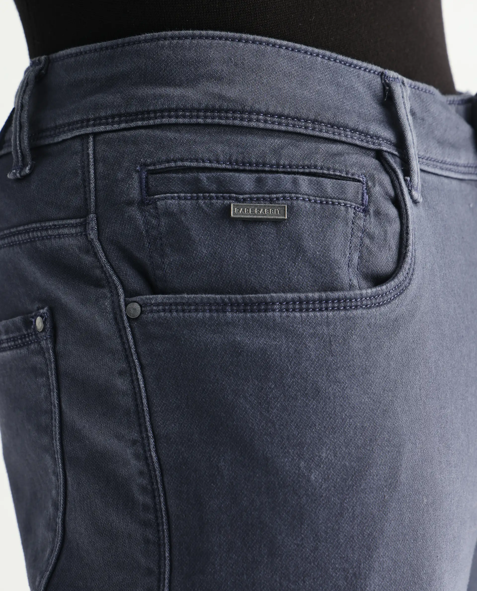 Rare Rabbit Men's Essen Light Purple Cotton Plain Hawk Slim Fit Jeans - Image 6