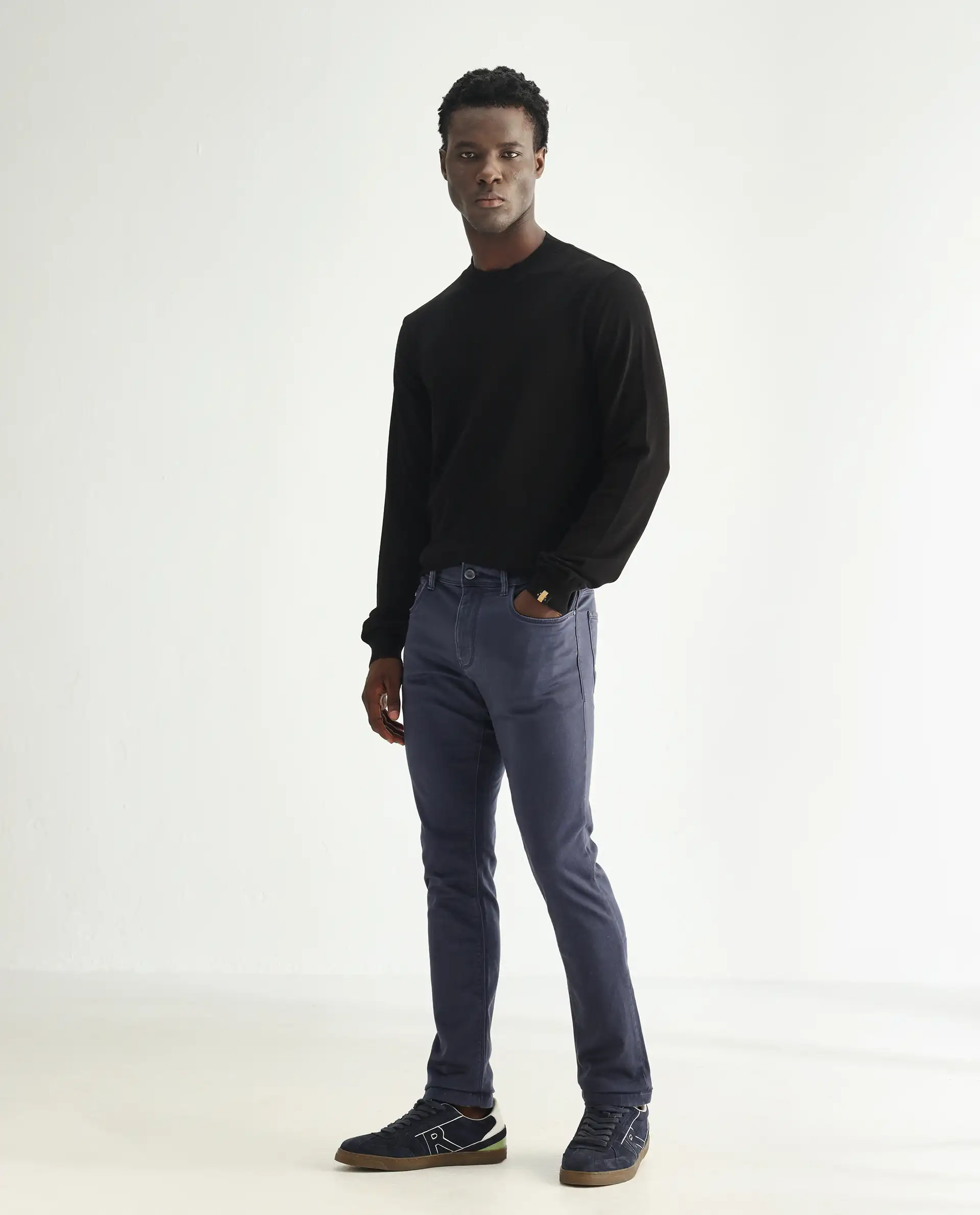 Rare Rabbit Men's Essen Light Purple Cotton Plain Hawk Slim Fit Jeans - Image 7