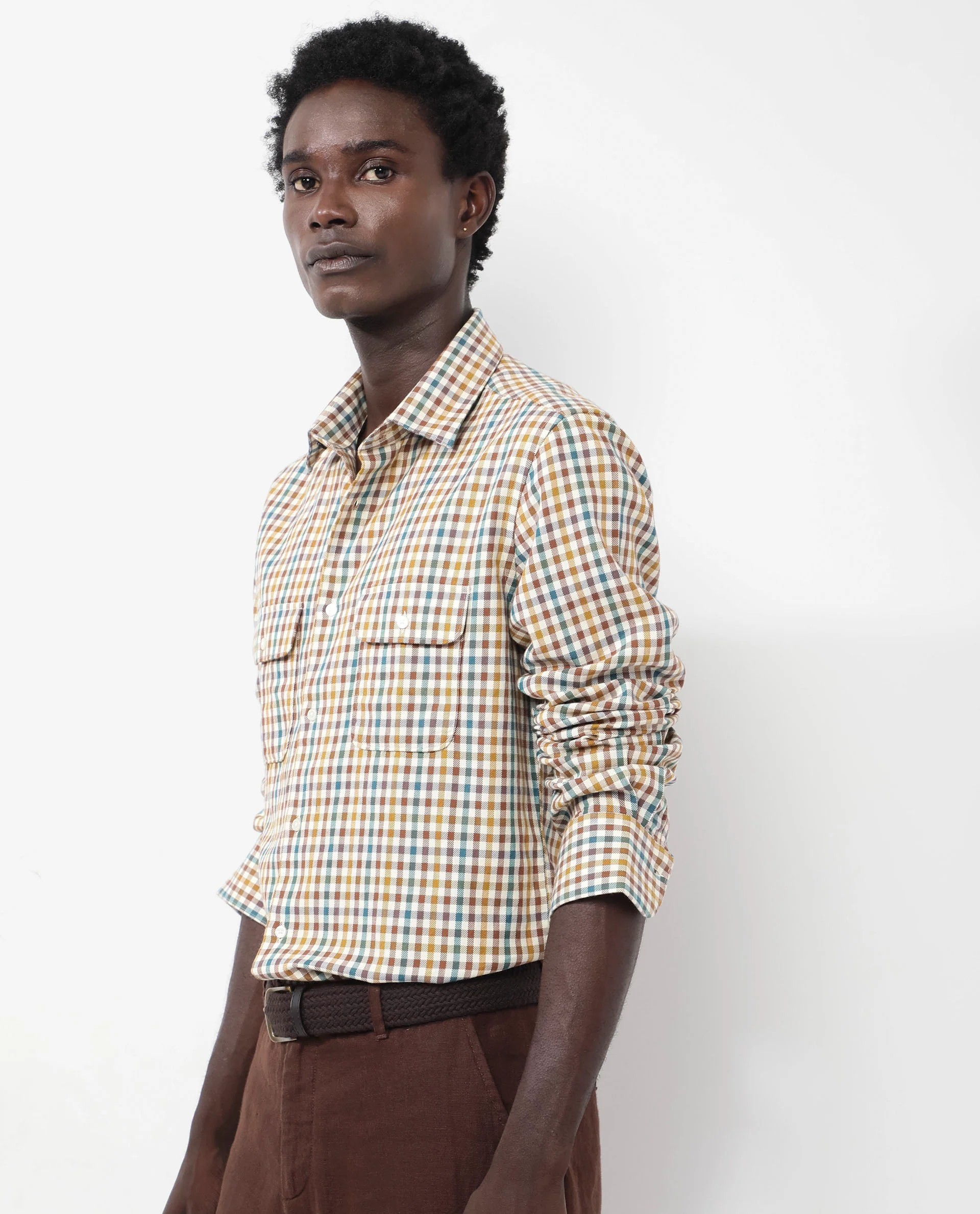 Rare Rabbit Men's Essen Mustard Cotton Checked Print Regular Fit Full Sleeve Collared Shirt - Image 12
