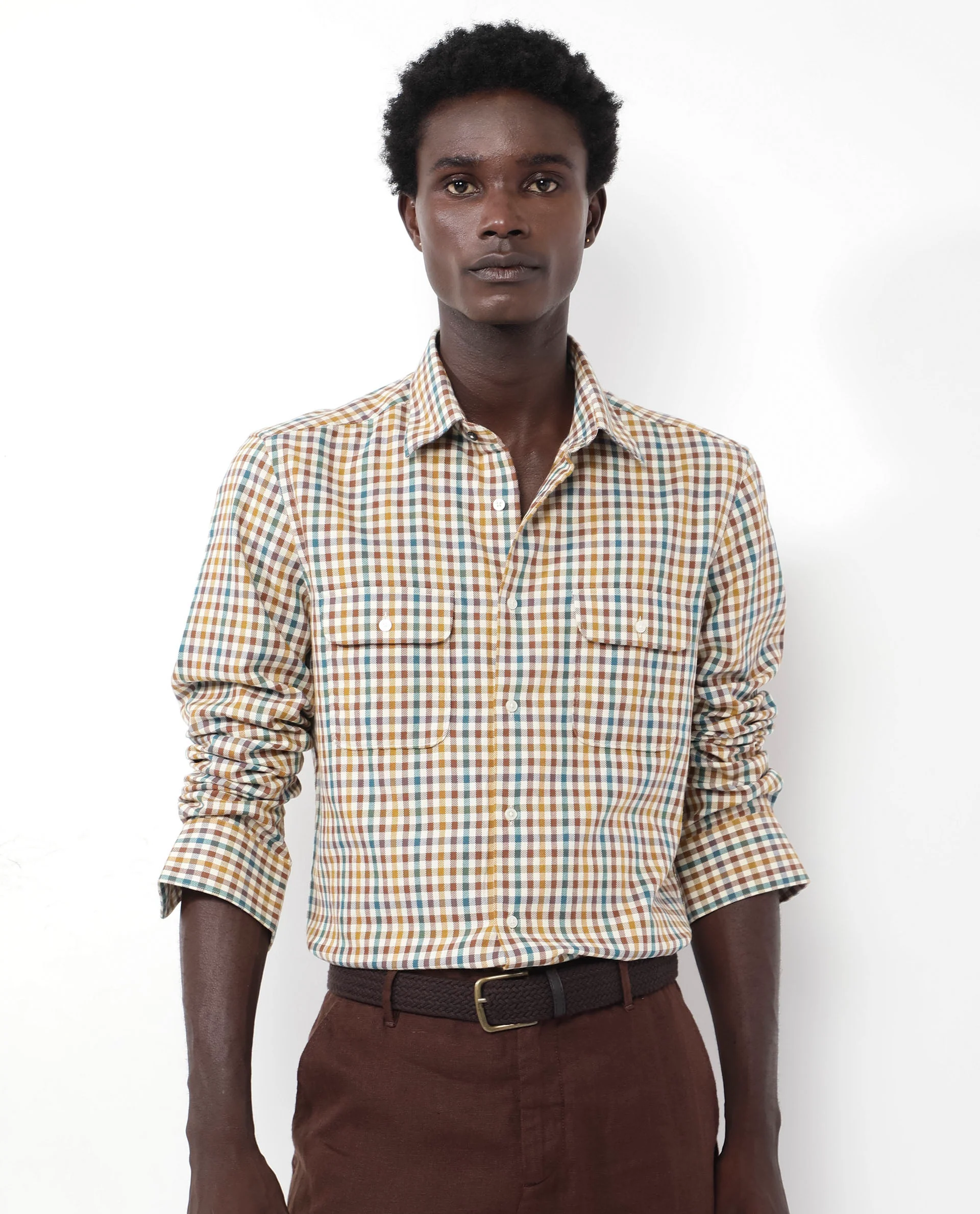 Rare Rabbit Men's Essen Mustard Cotton Checked Print Regular Fit Full Sleeve Collared Shirt - Image 13