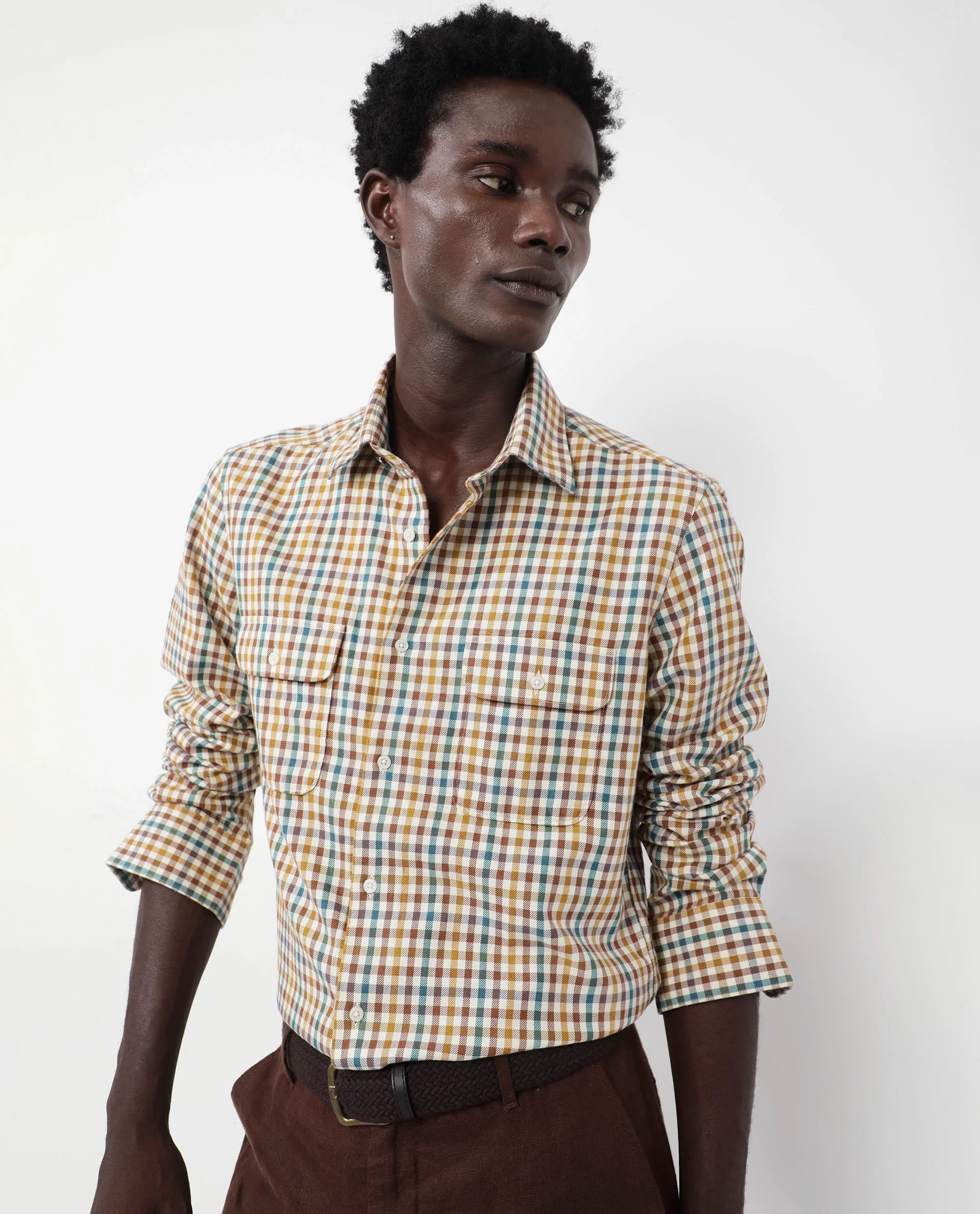 Rare Rabbit Men's Essen Mustard Cotton Checked Print Regular Fit Full Sleeve Collared Shirt - Image 17