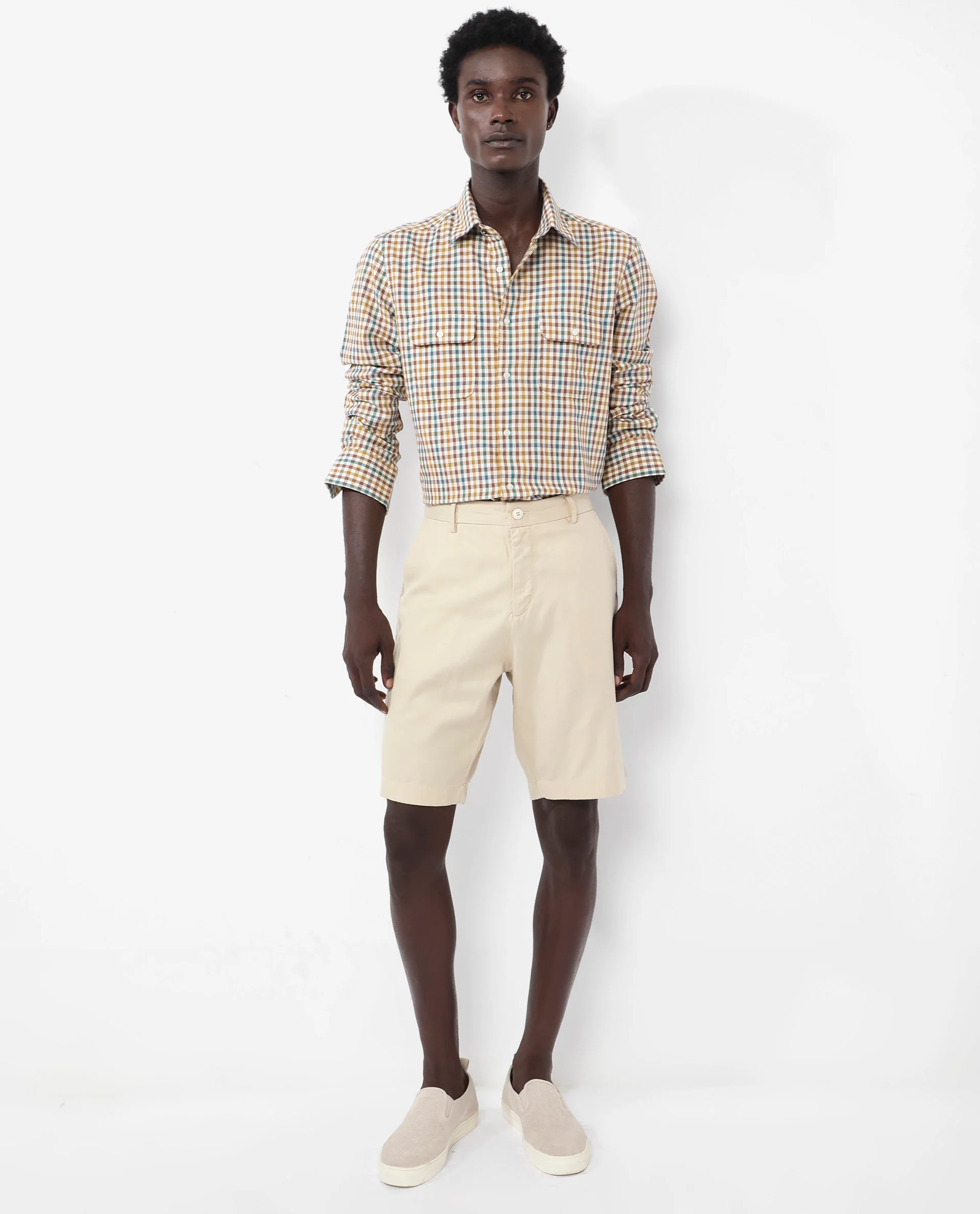 Rare Rabbit Men's Essen Mustard Cotton Checked Print Regular Fit Full Sleeve Collared Shirt - Image 2