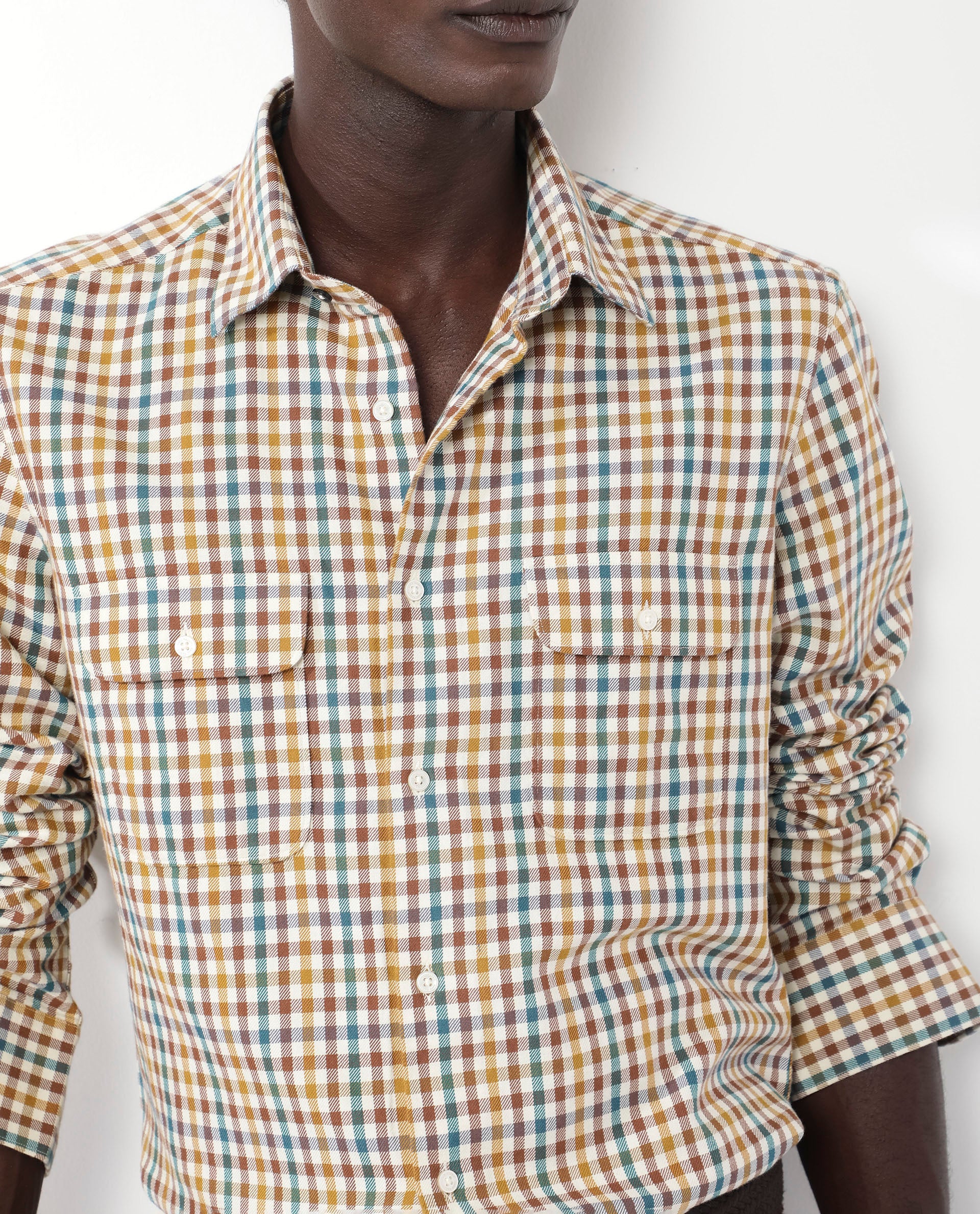 Rare Rabbit Men's Essen Mustard Cotton Checked Print Regular Fit Full Sleeve Collared Shirt - Image 3