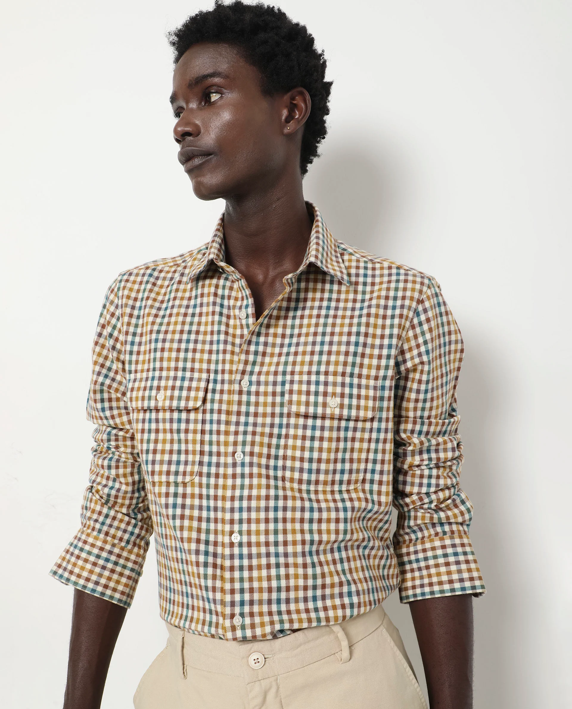 Rare Rabbit Men's Essen Mustard Cotton Checked Print Regular Fit Full Sleeve Collared Shirt - Image 8