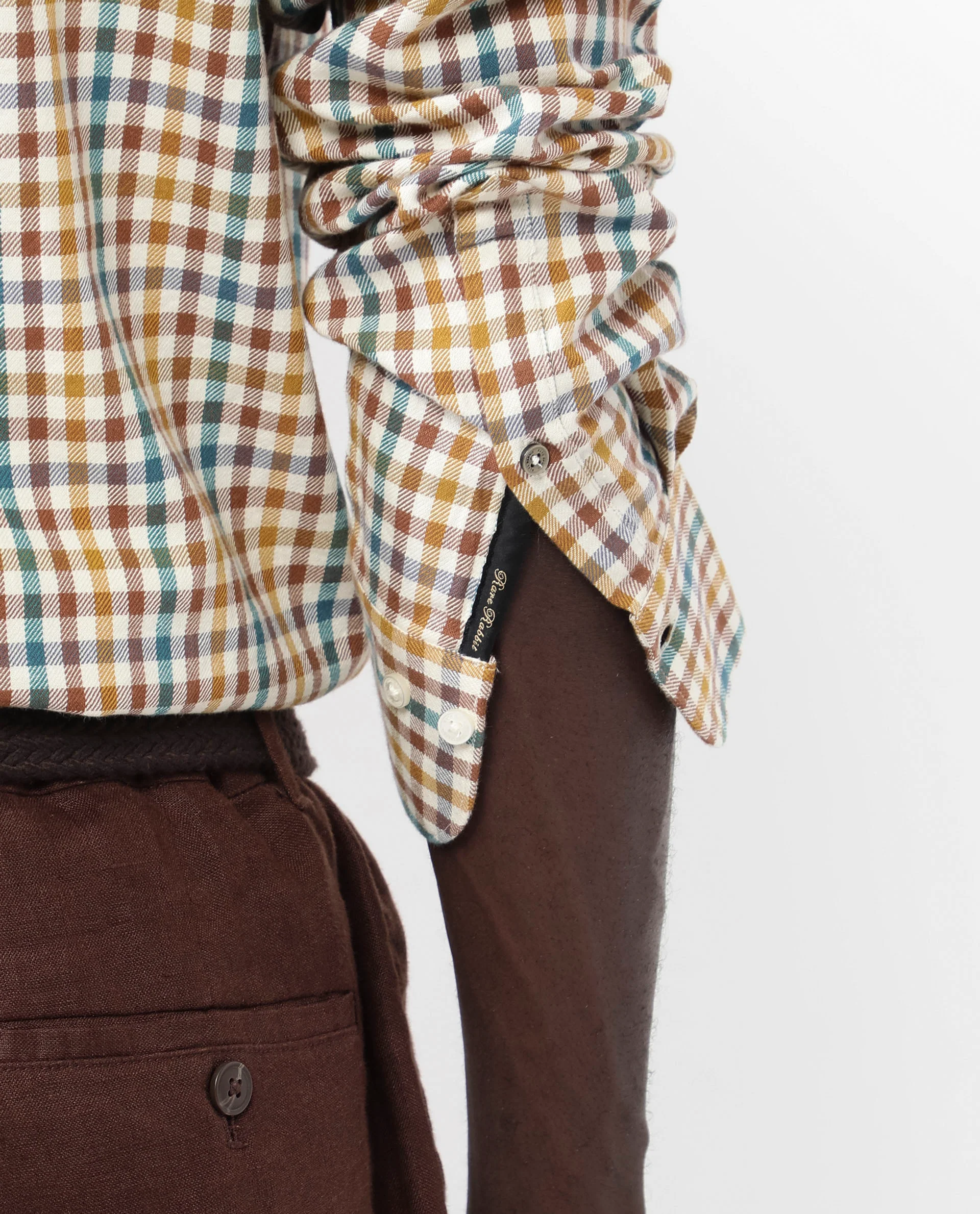 Rare Rabbit Men's Essen Mustard Cotton Checked Print Regular Fit Full Sleeve Collared Shirt - Image 9