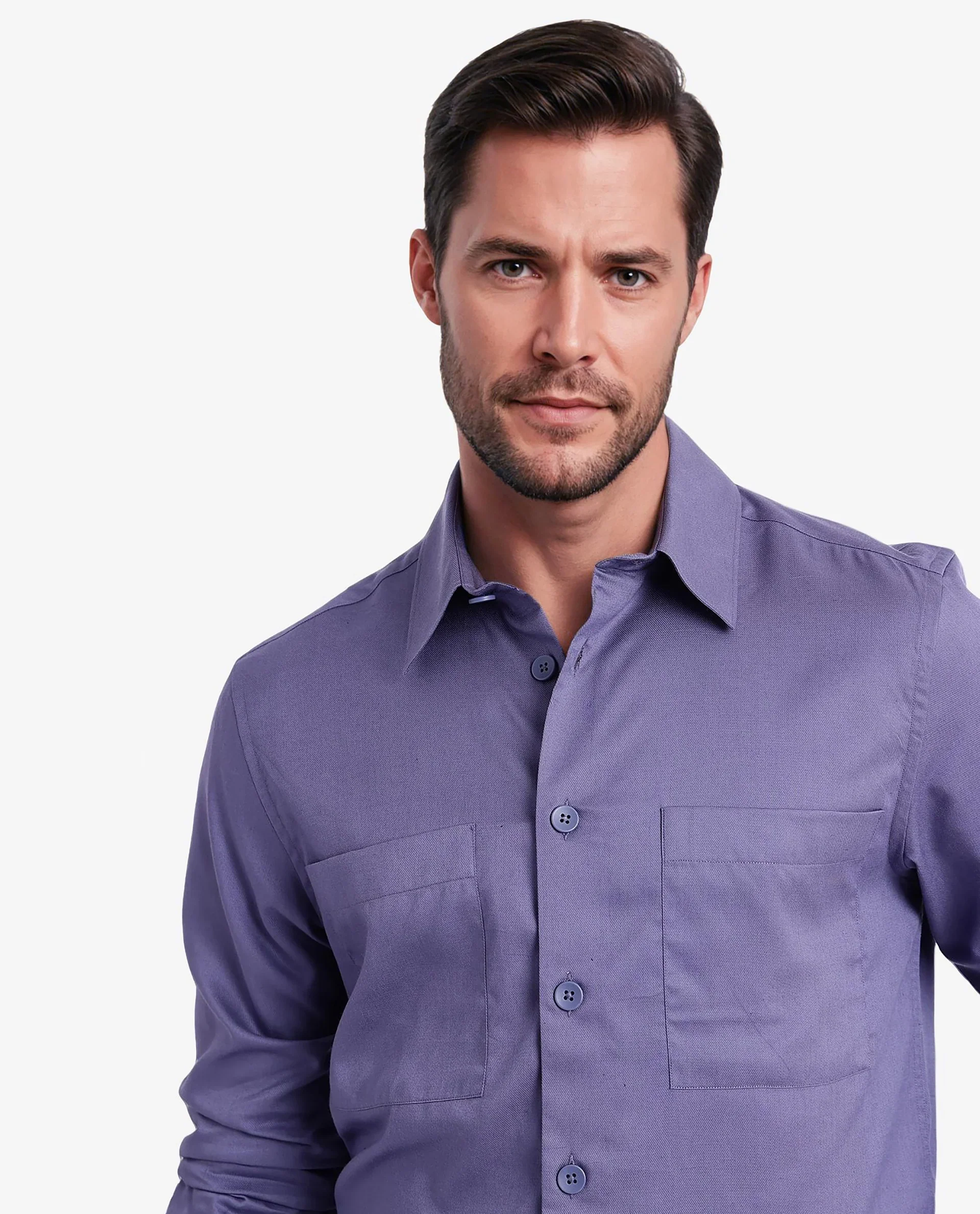 Rare Rabbit Men's Esso Dusky Blue Cotton Blend Plain Boxy Fit Full Sleeve Collared Shirt - Image 6