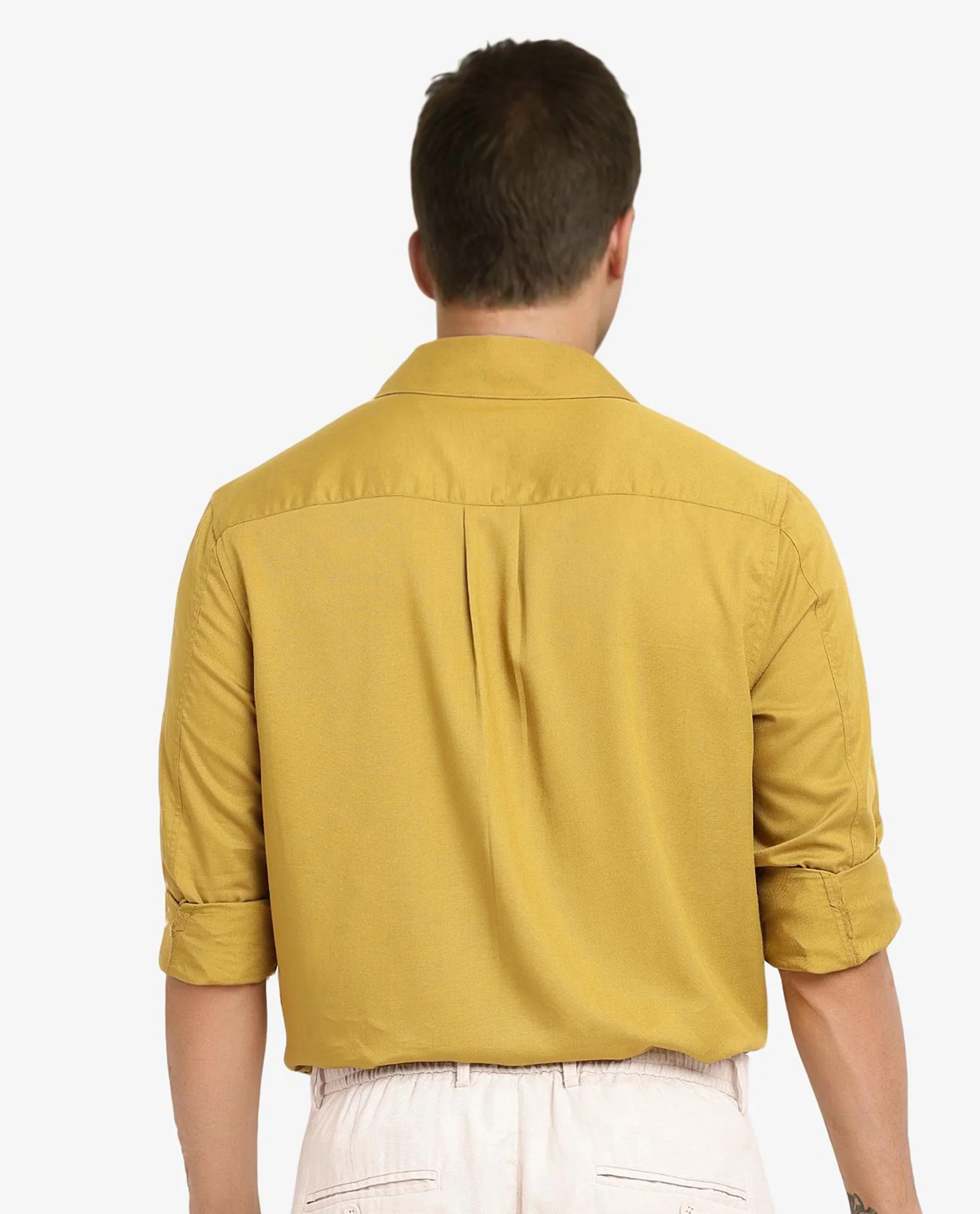 Rare Rabbit Men's Esso Flouroscent Green Cotton Blend Plain Boxy Fit Full Sleeve Collared Shirt - Image 4