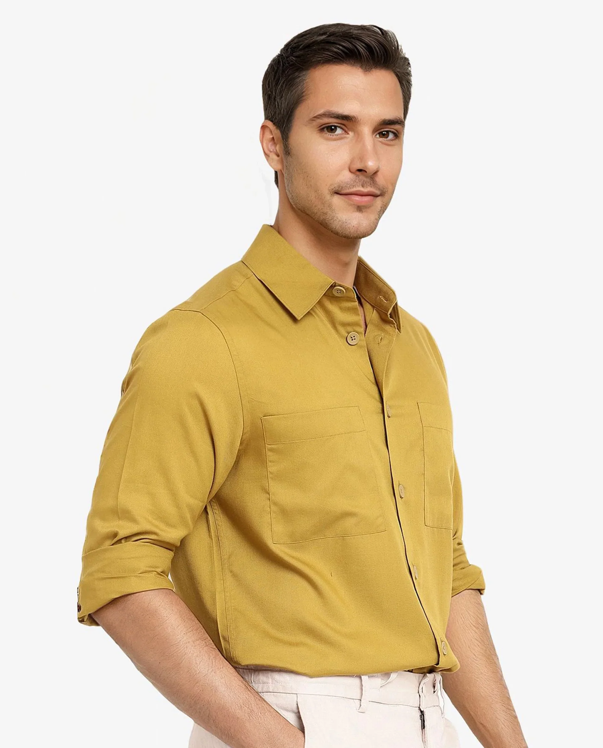 Rare Rabbit Men's Esso Flouroscent Green Cotton Blend Plain Boxy Fit Full Sleeve Collared Shirt - Image 6