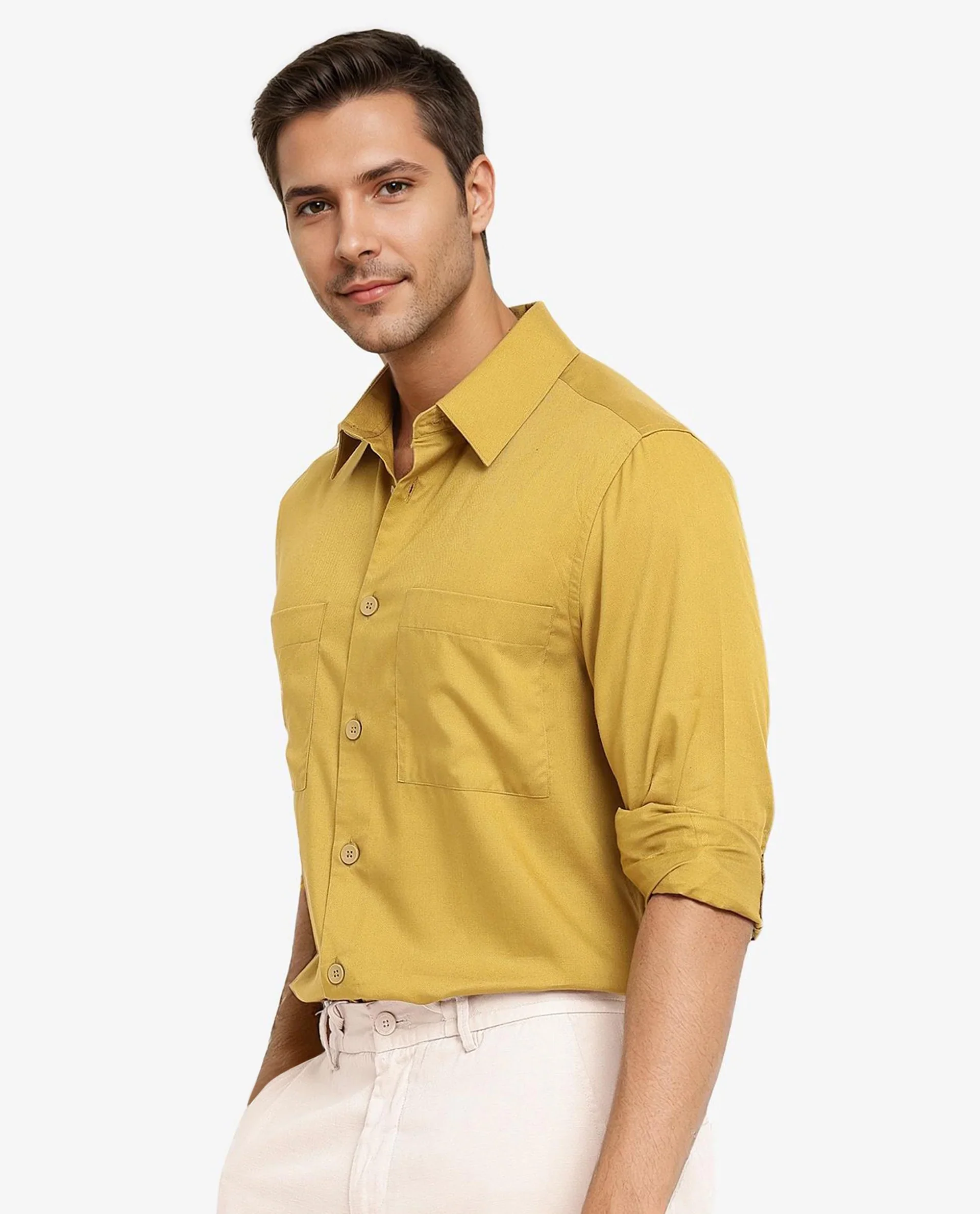 Rare Rabbit Men's Esso Flouroscent Green Cotton Blend Plain Boxy Fit Full Sleeve Collared Shirt - Image 7