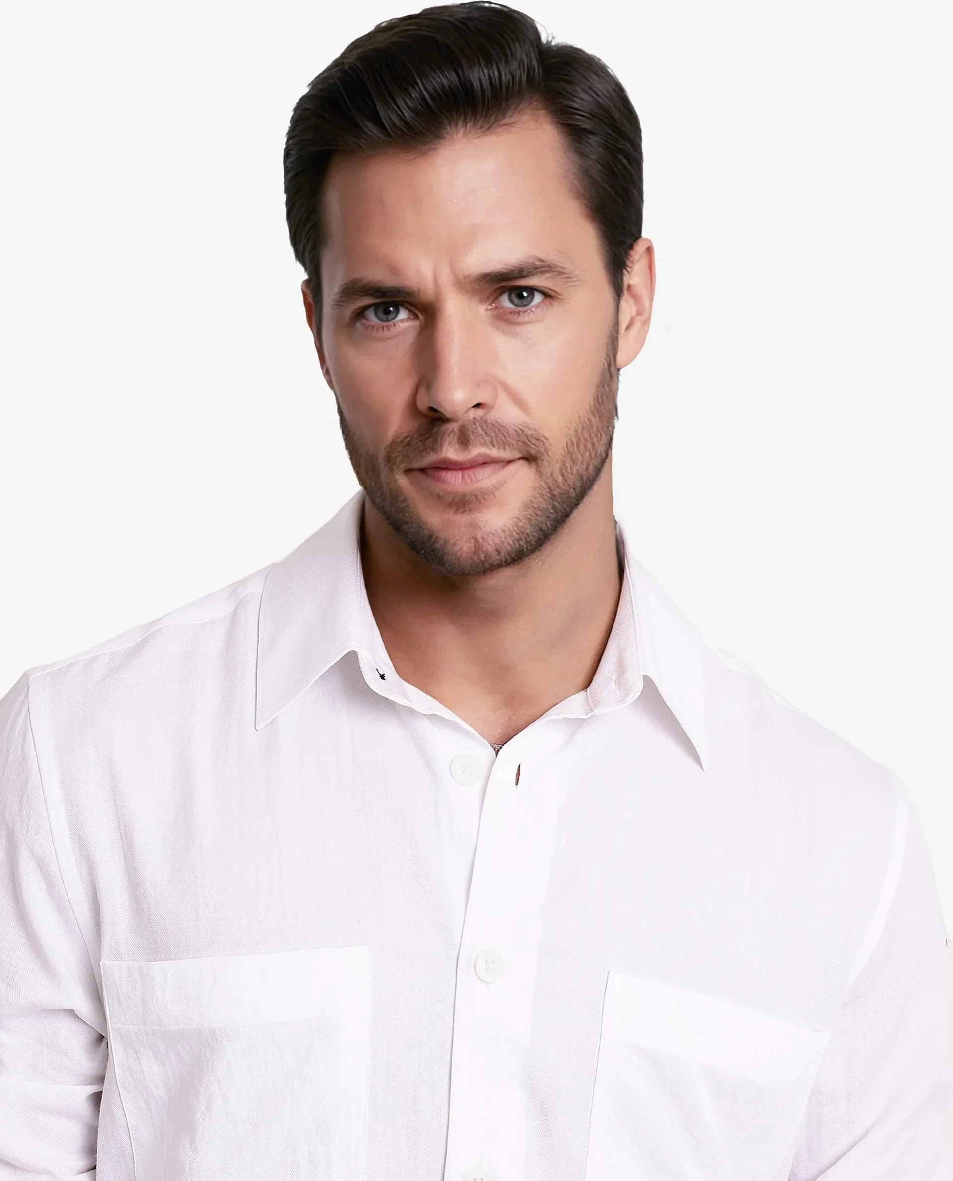 Rare Rabbit Men's Esso White Cotton Blend Plain Boxy Fit Full Sleeve Collared Shirt - Image 5