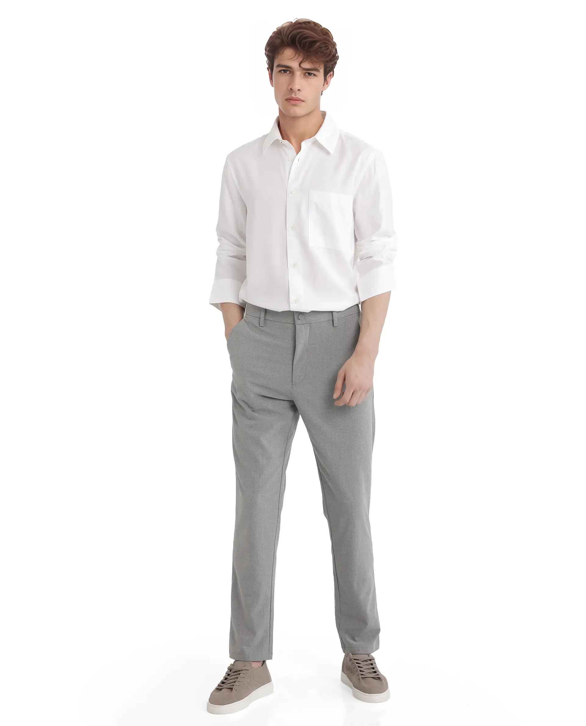 Rare Rabbit Men's Esso Ls-25 White Viscose Blend Plain Relaxed Fit Full Sleeve Collared Shirt - Image 2