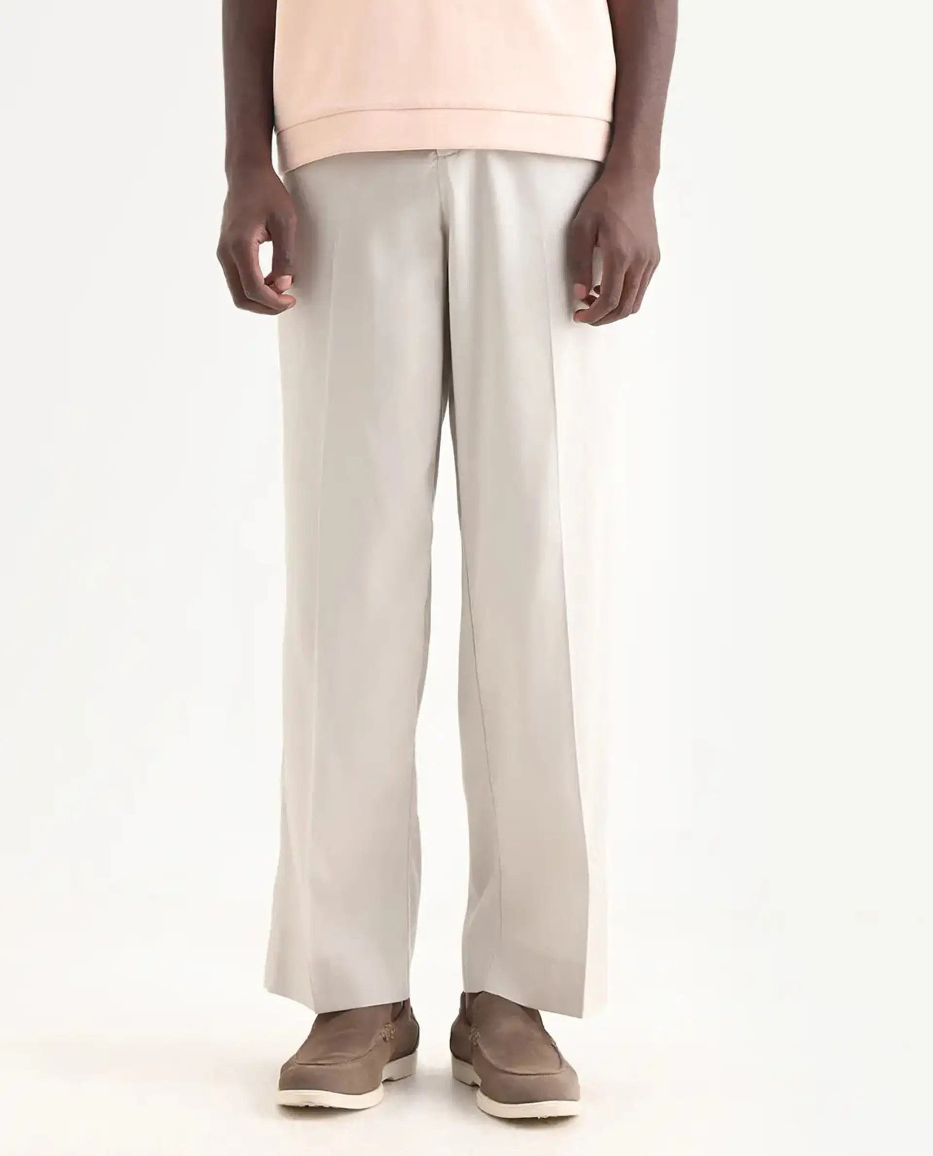 Rare Rabbit Men's Essot Grey Viscose Blend Plain Baggy Fit Trouser - Image 10