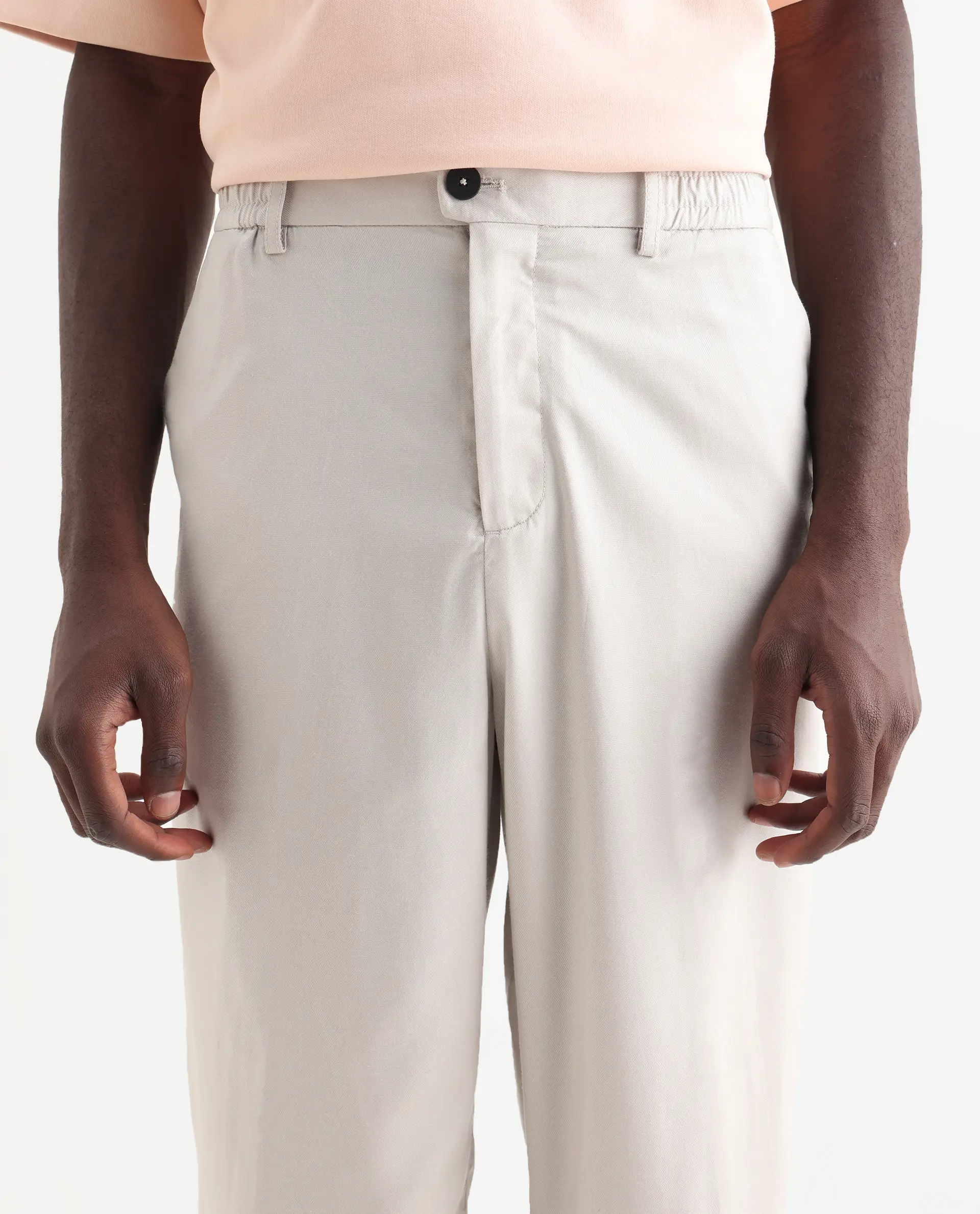 Rare Rabbit Men's Essot Grey Viscose Blend Plain Baggy Fit Trouser - Image 3