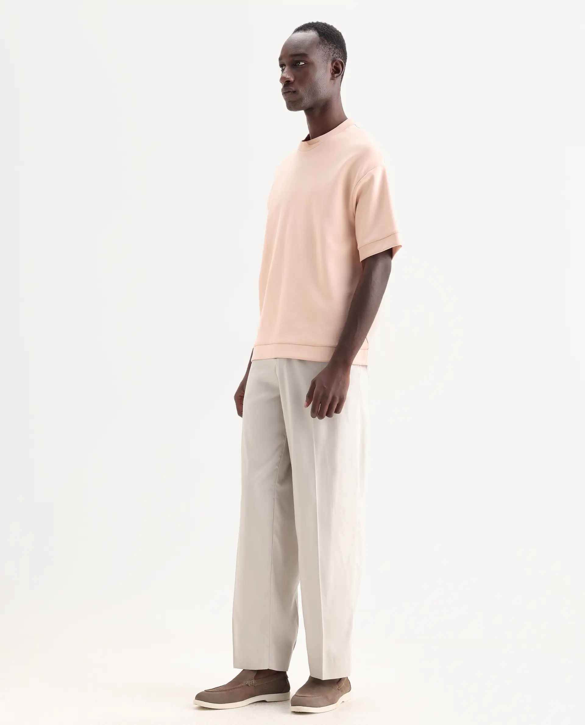 Rare Rabbit Men's Essot Grey Viscose Blend Plain Baggy Fit Trouser - Image 5