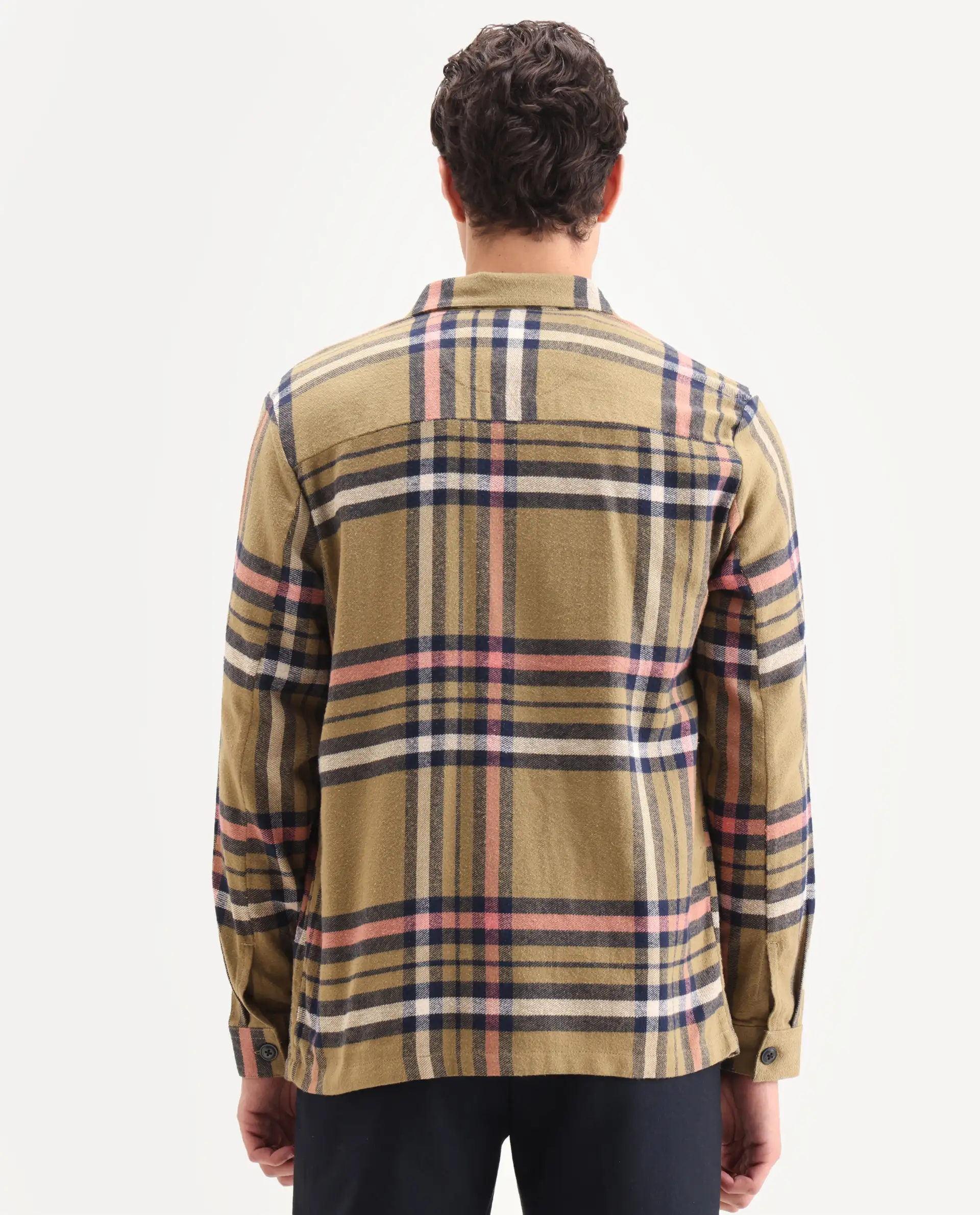 Rare Rabbit Men's Estro Light Green Cotton Checked Print Relaxed Fit Full Sleeve Collared Shacket - Image 7