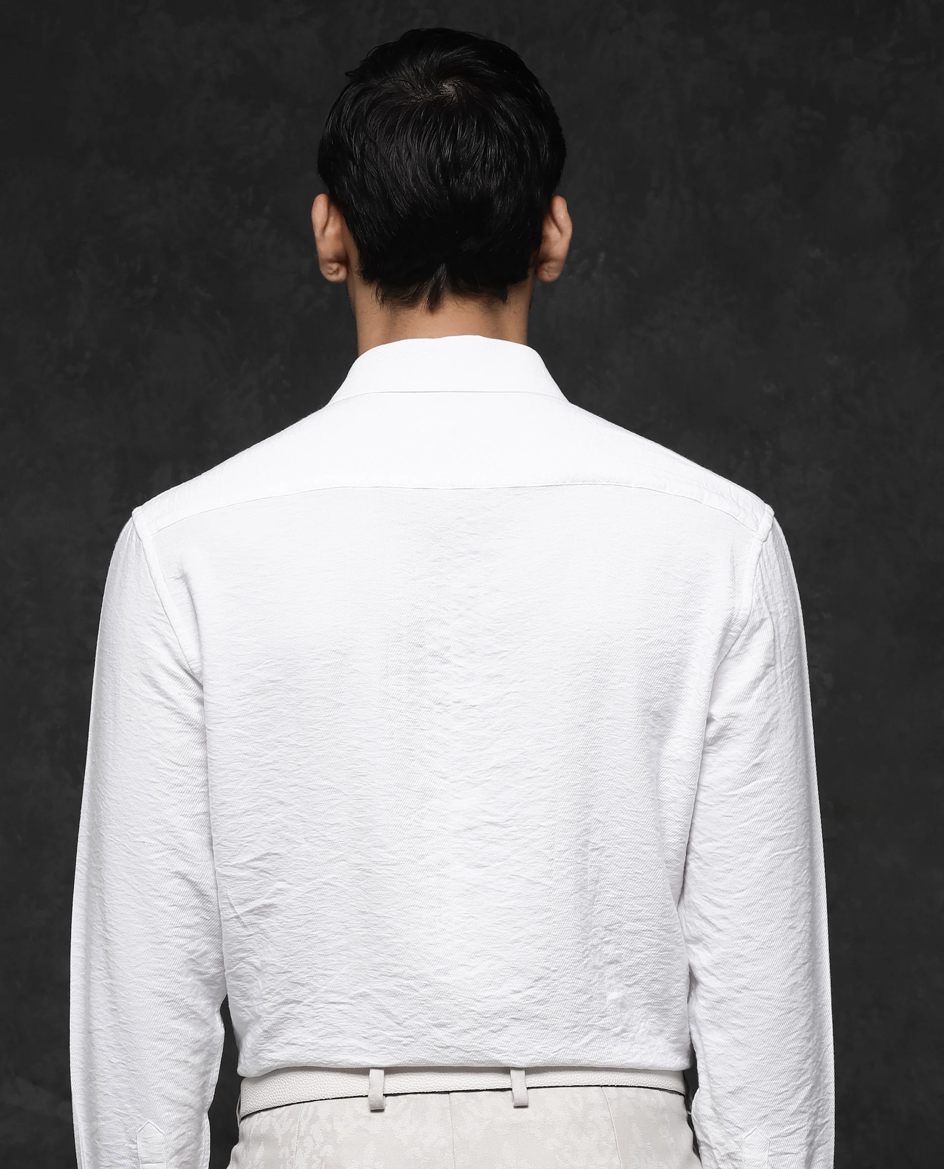 Rare Rabbit Men's Esty White Viscose Textured Regular Fit Full Sleeve Collared Shirt - Image 8