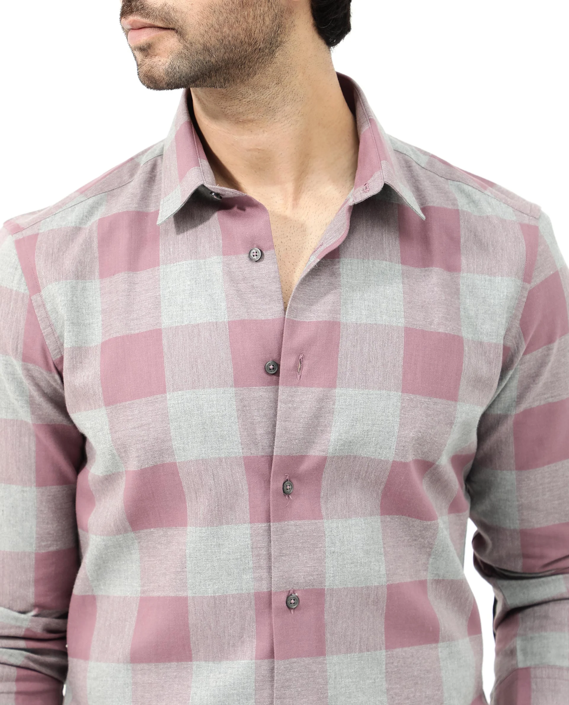 Rare Rabbit Men's Etan Dusky Pink Cotton Checked Print Regular Fit Full Sleeve Collared Shirt - Image 13
