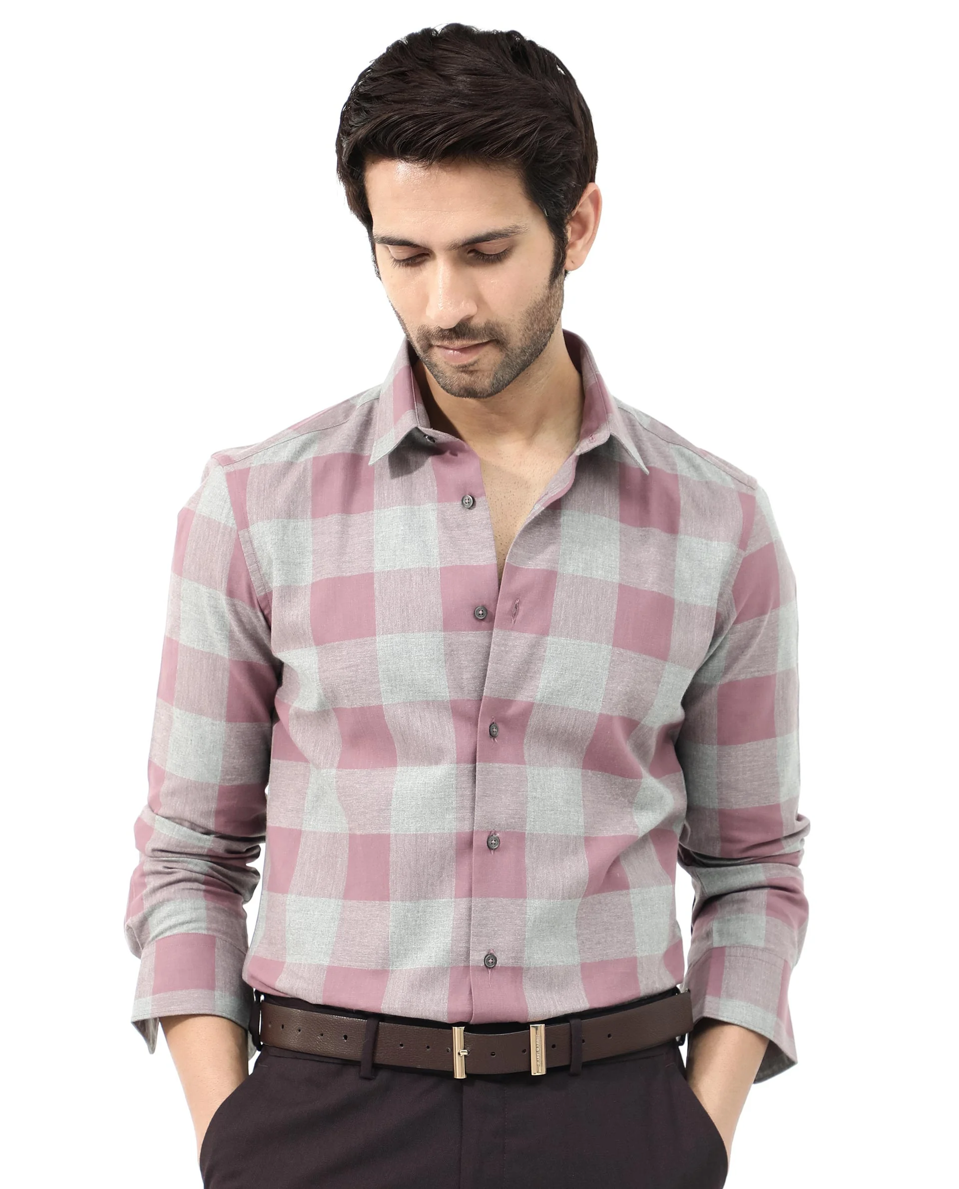 Rare Rabbit Men's Etan Dusky Pink Cotton Checked Print Regular Fit Full Sleeve Collared Shirt - Image 9