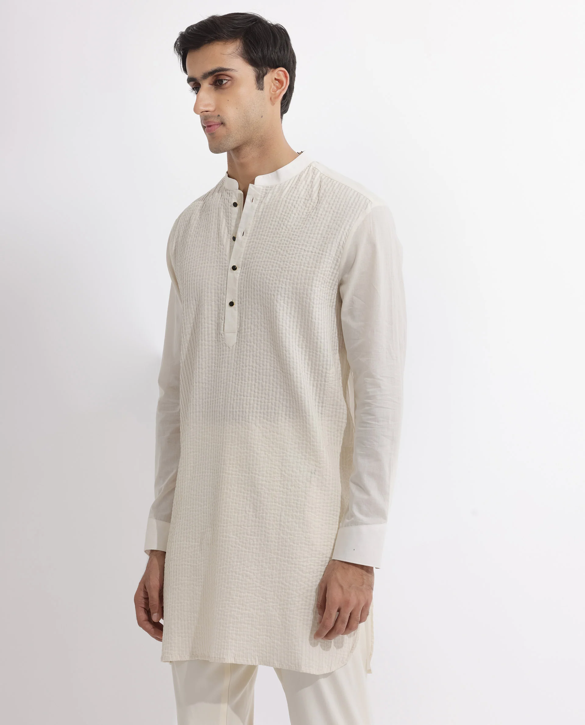 Rare Rabbit Men's Ethnic Beige Cotton Striped Print Regular Fit Full Sleeve Mandarin Collar Kurta - Image 5