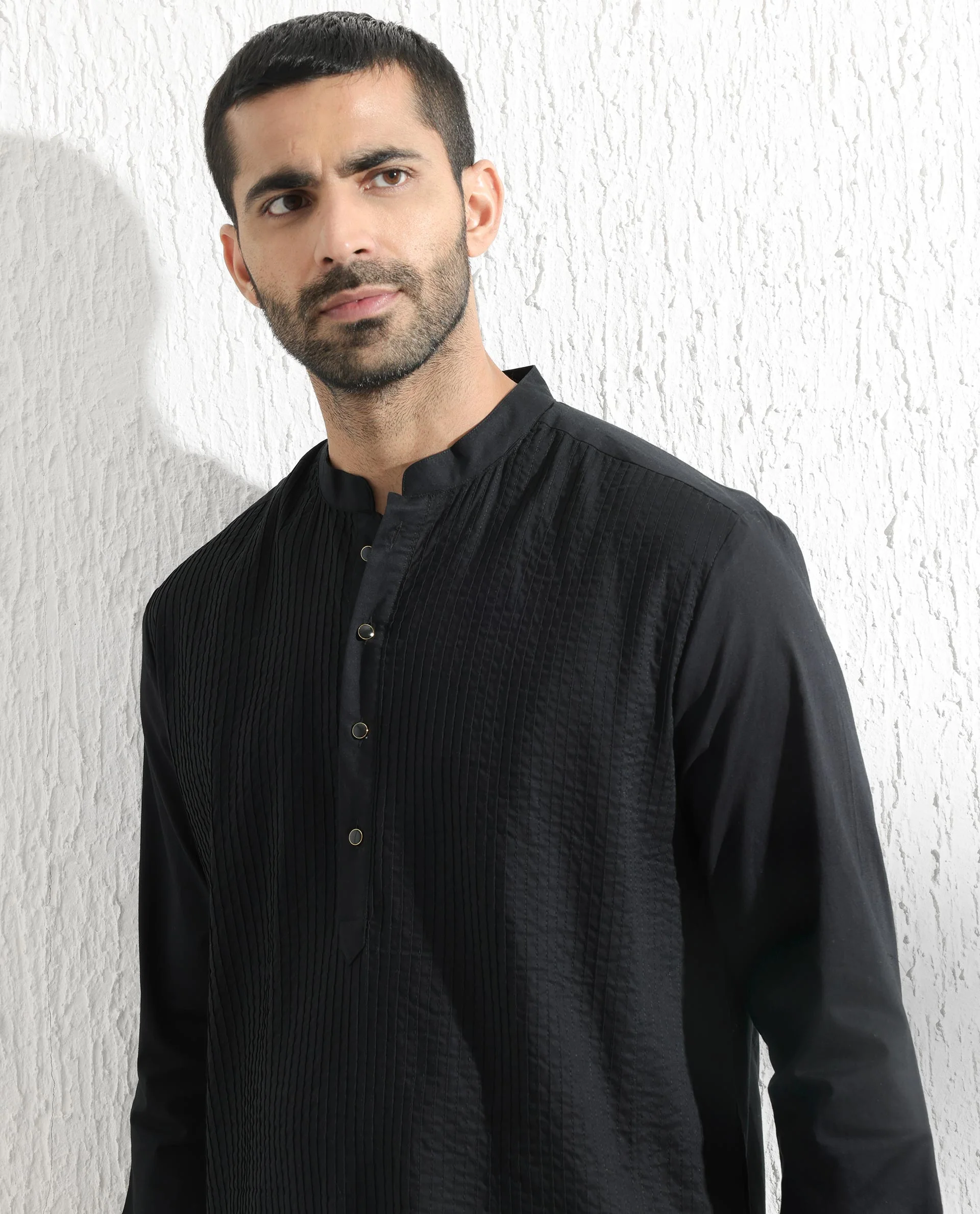 Rare Rabbit Men's Ethnic Black Cotton Striped Print Regular Fit Full Sleeve Mandarin Collar Kurta - Image 8