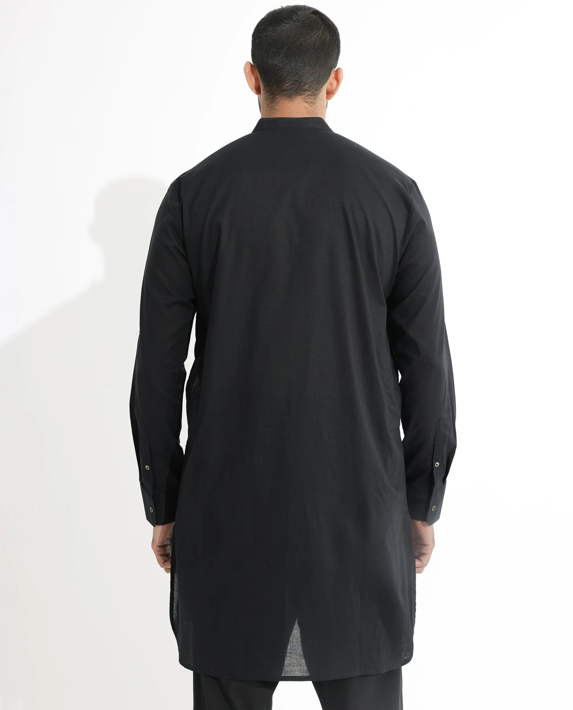 Rare Rabbit Men's Ethnic Black Cotton Striped Print Regular Fit Full Sleeve Mandarin Collar Kurta - Image 9