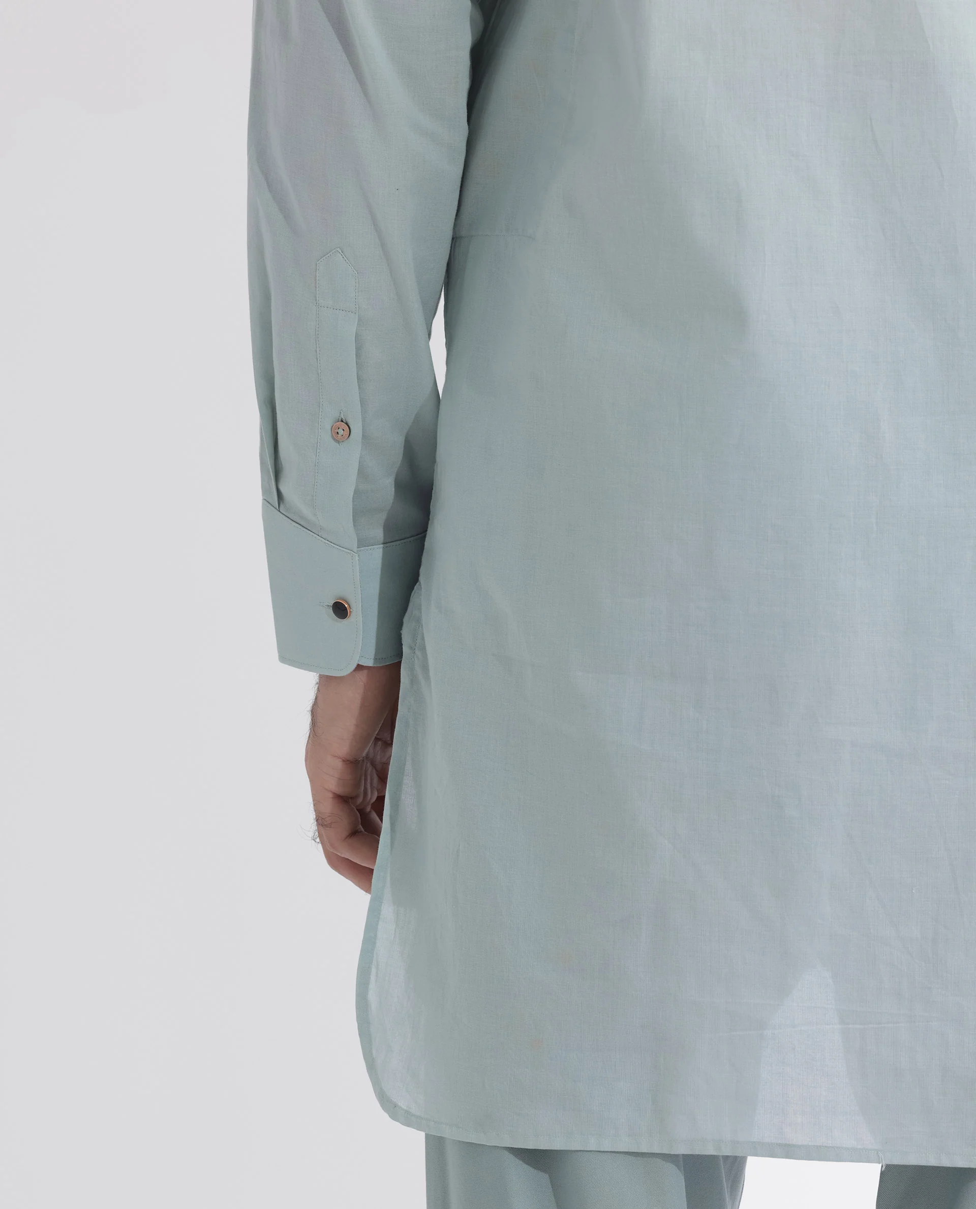 Rare Rabbit Men's Ethnic Light Blue Cotton Striped Print Regular Fit Full Sleeve Mandarin Collar Kurta - Image 10