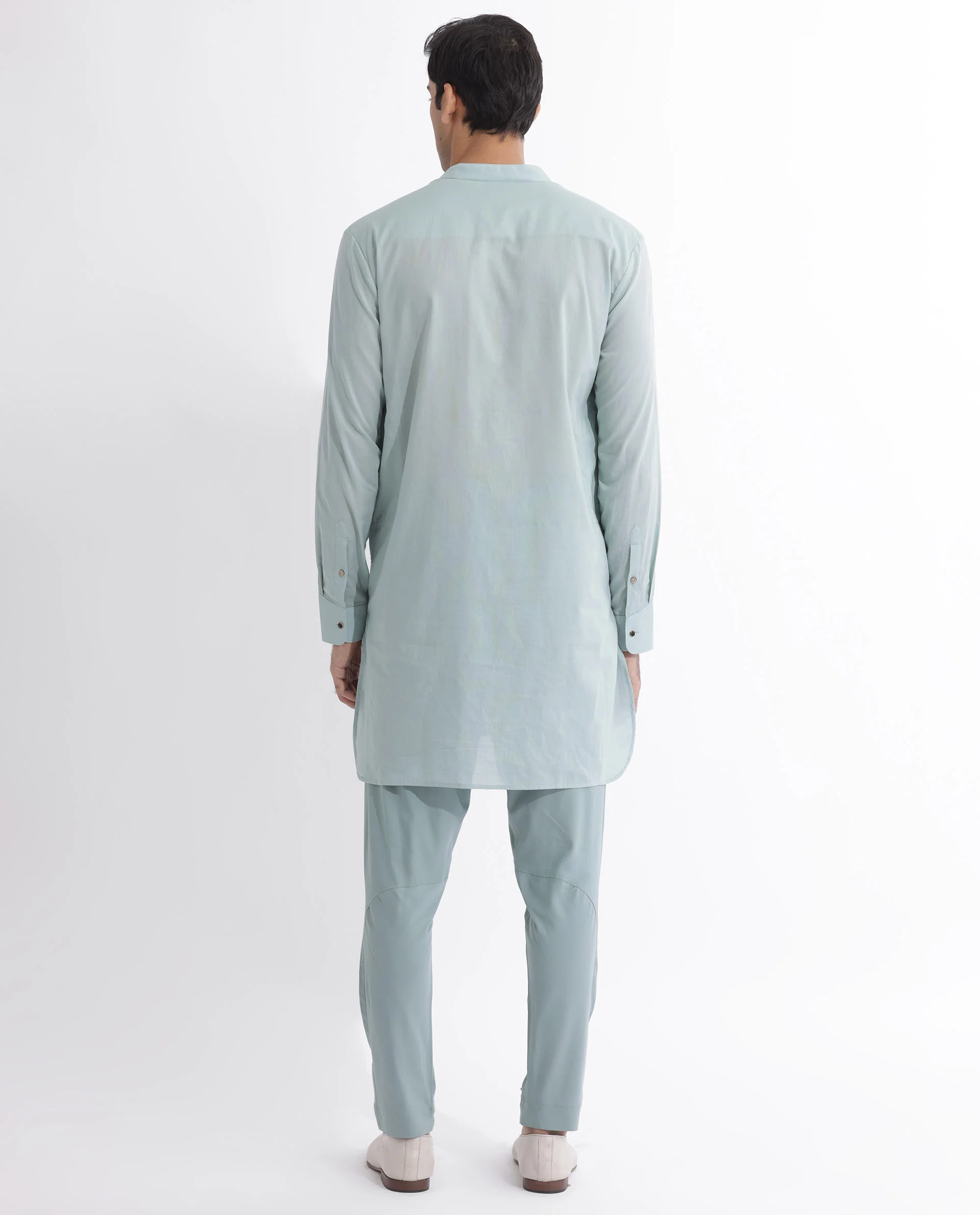 Rare Rabbit Men's Ethnic Light Blue Cotton Striped Print Regular Fit Full Sleeve Mandarin Collar Kurta - Image 11