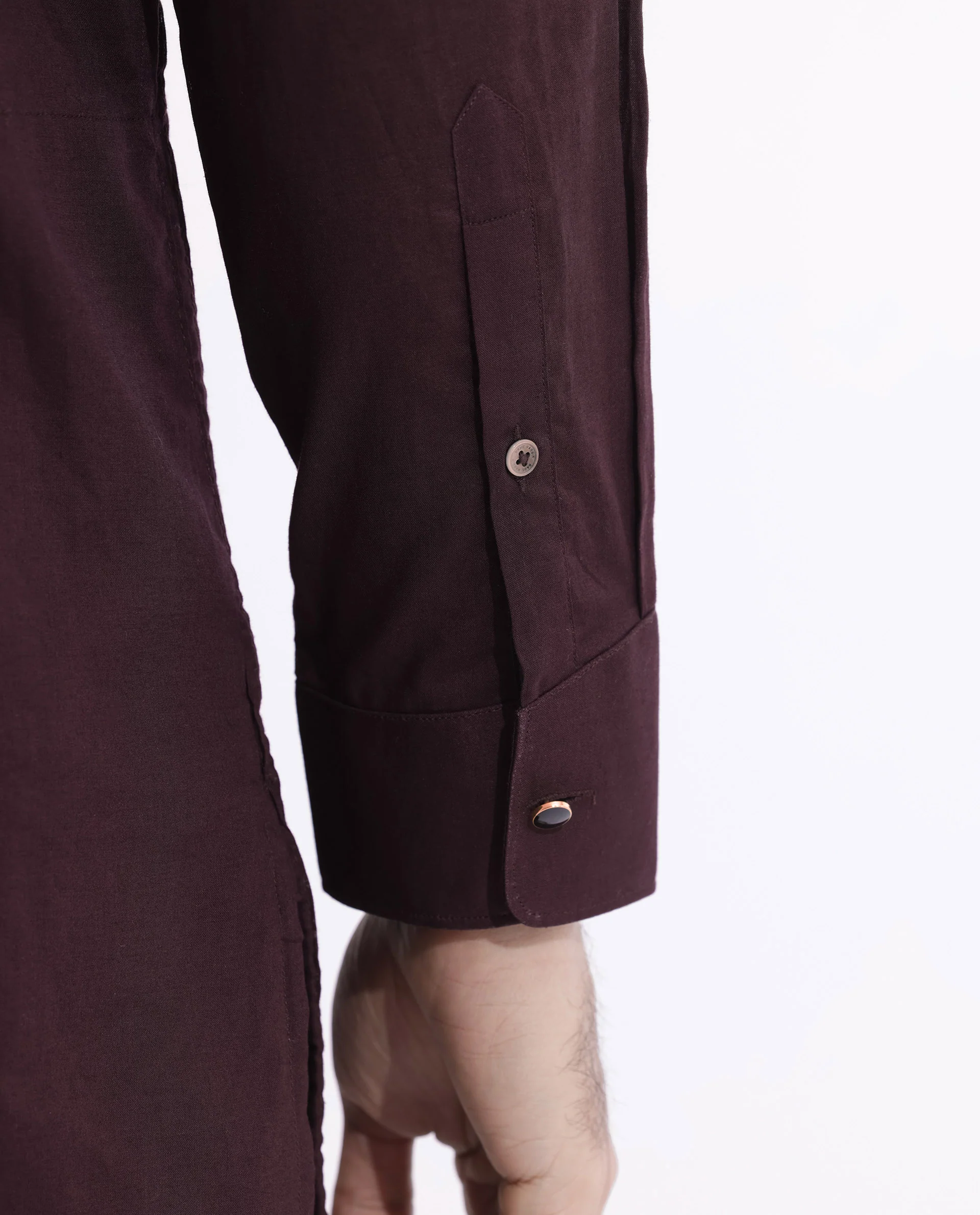 Rare Rabbit Men's Ethnic Maroon Cotton Striped Print Regular Fit Full Sleeve Mandarin Collar Kurta - Image 10