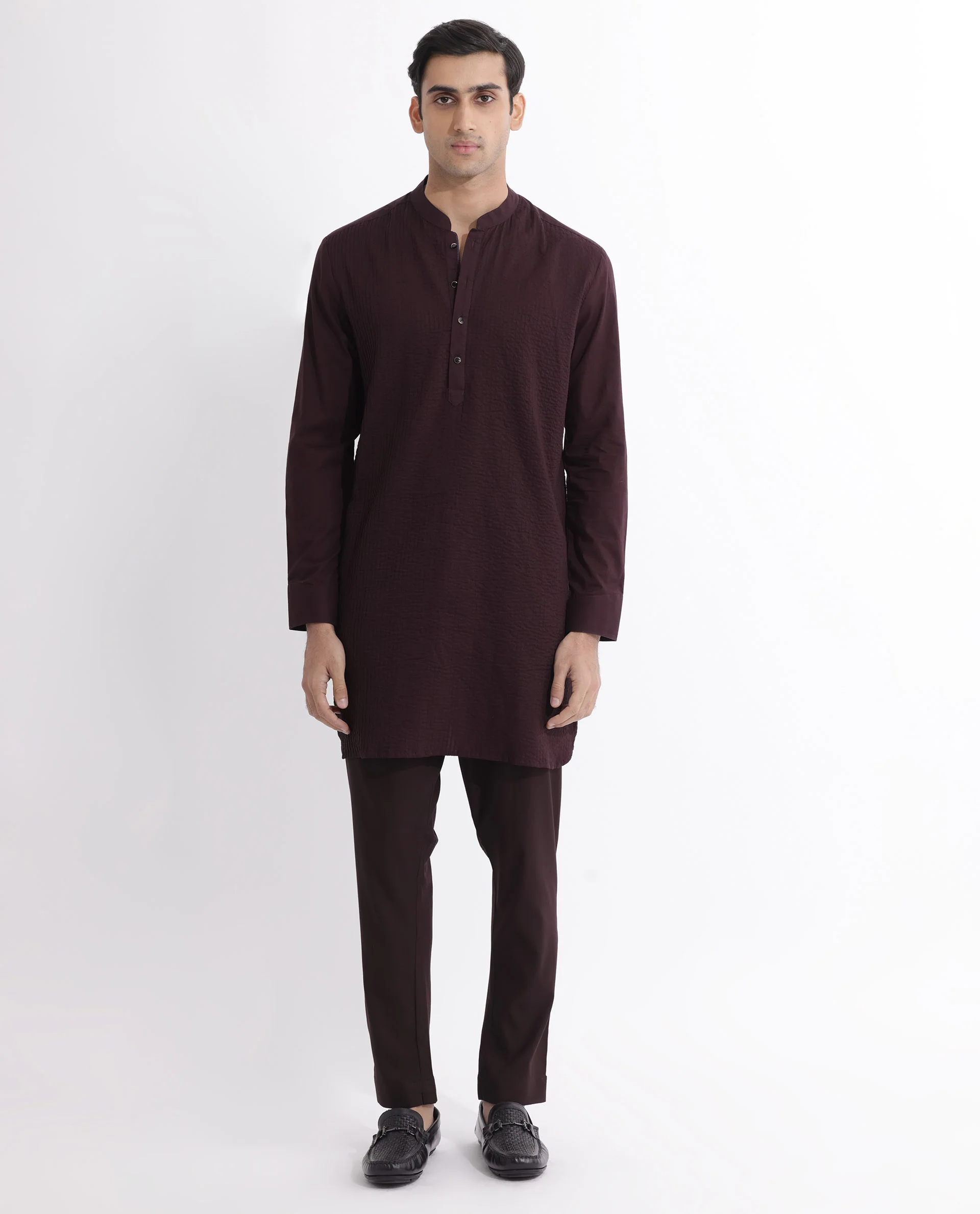 Rare Rabbit Men's Ethnic Maroon Cotton Striped Print Regular Fit Full Sleeve Mandarin Collar Kurta - Image 2