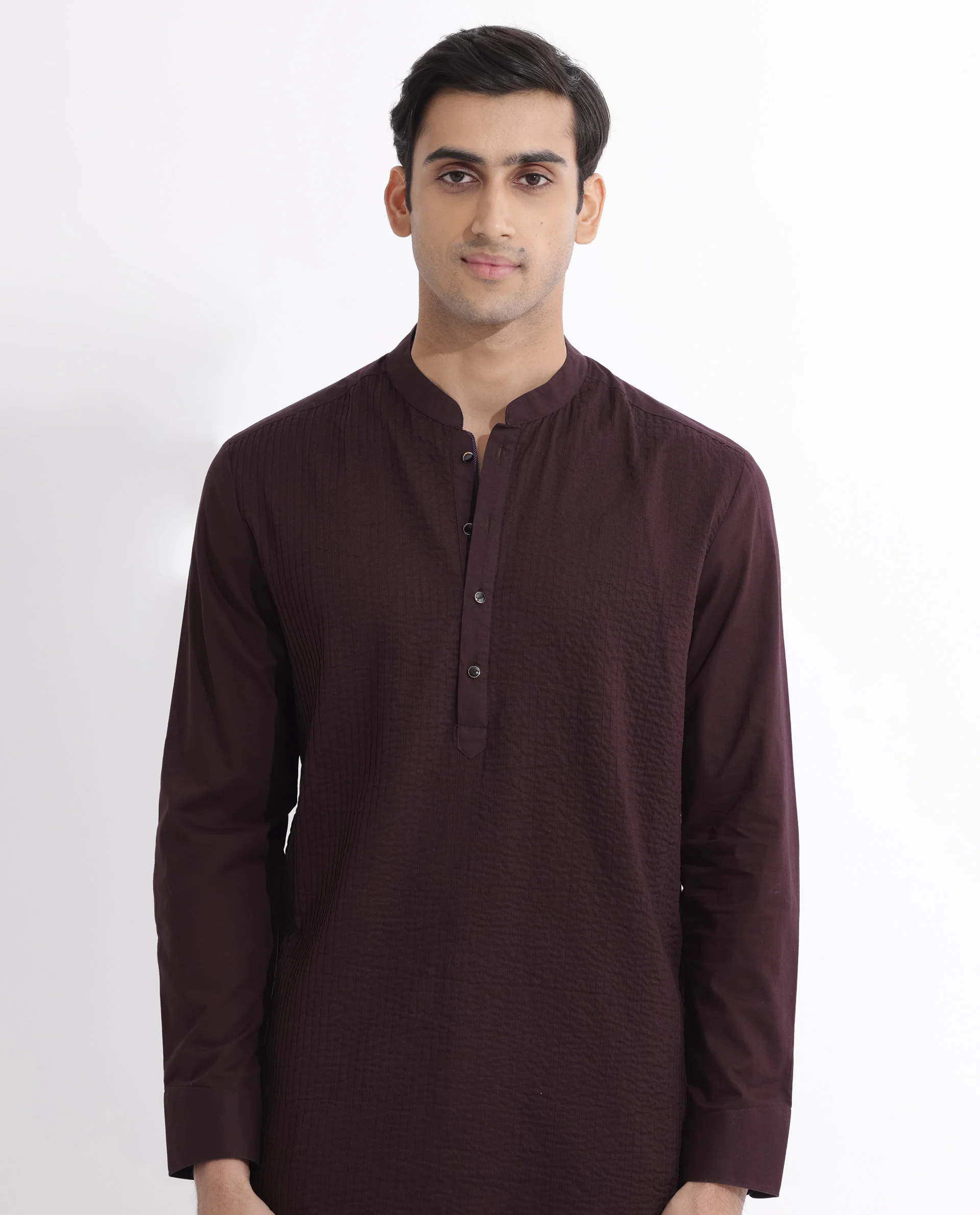 Rare Rabbit Men's Ethnic Maroon Cotton Striped Print Regular Fit Full Sleeve Mandarin Collar Kurta - Image 4