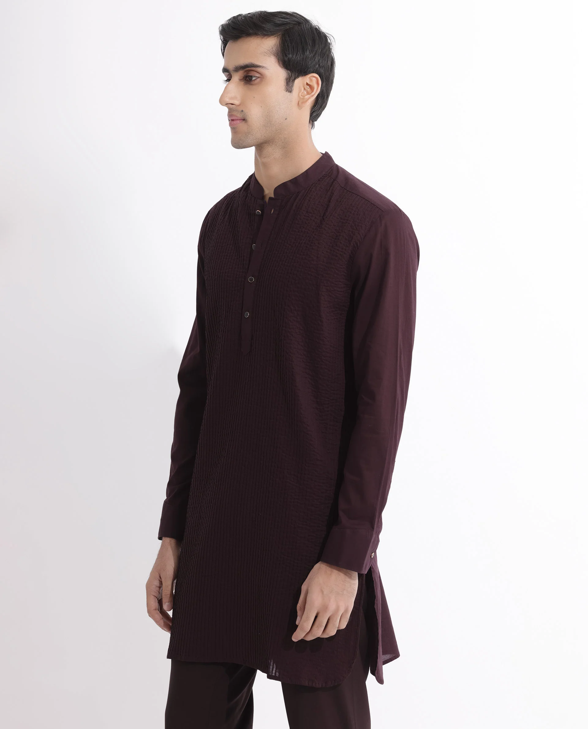 Rare Rabbit Men's Ethnic Maroon Cotton Striped Print Regular Fit Full Sleeve Mandarin Collar Kurta - Image 5