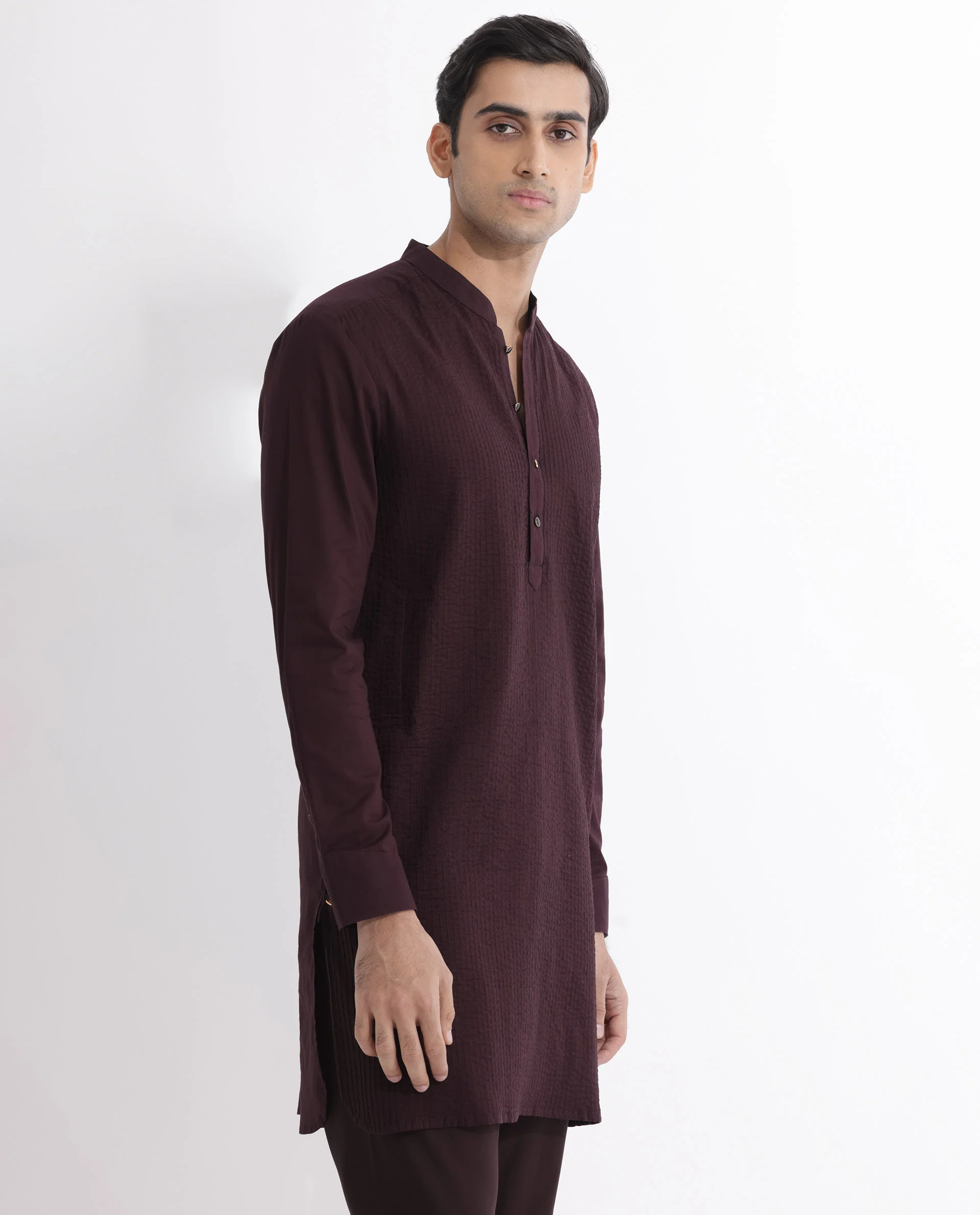 Rare Rabbit Men's Ethnic Maroon Cotton Striped Print Regular Fit Full Sleeve Mandarin Collar Kurta - Image 6