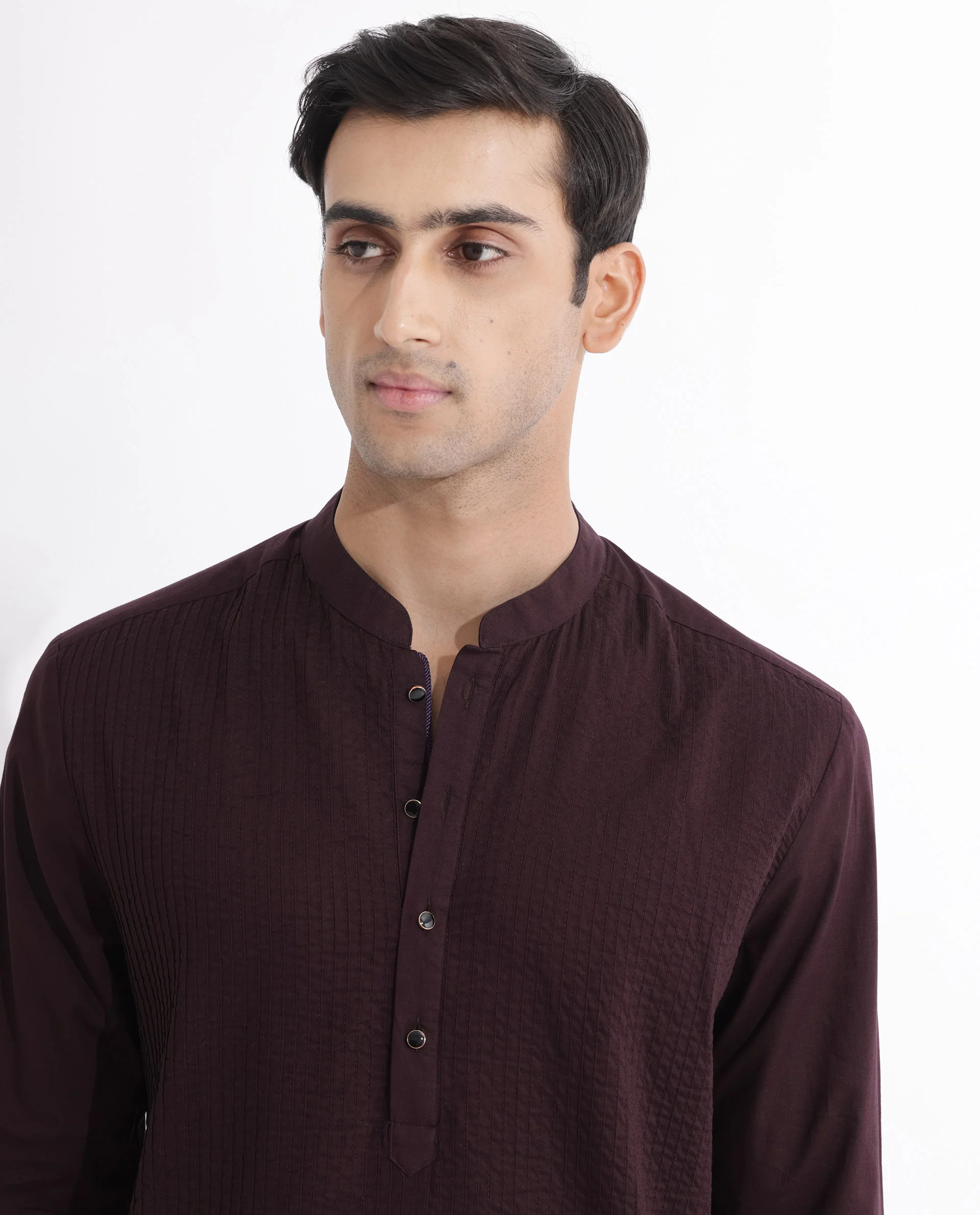 Rare Rabbit Men's Ethnic Maroon Cotton Striped Print Regular Fit Full Sleeve Mandarin Collar Kurta - Image 7