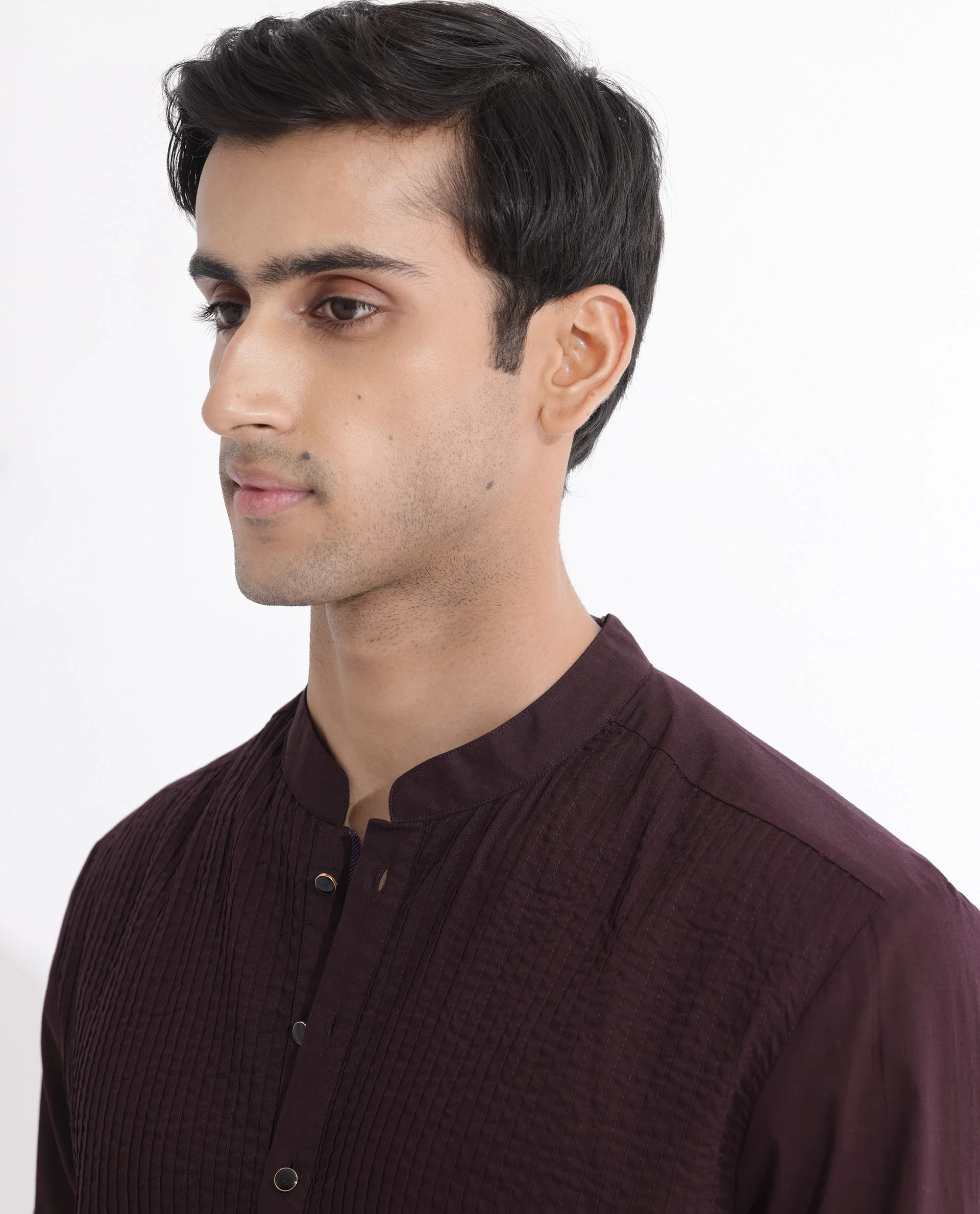 Rare Rabbit Men's Ethnic Maroon Cotton Striped Print Regular Fit Full Sleeve Mandarin Collar Kurta - Image 8