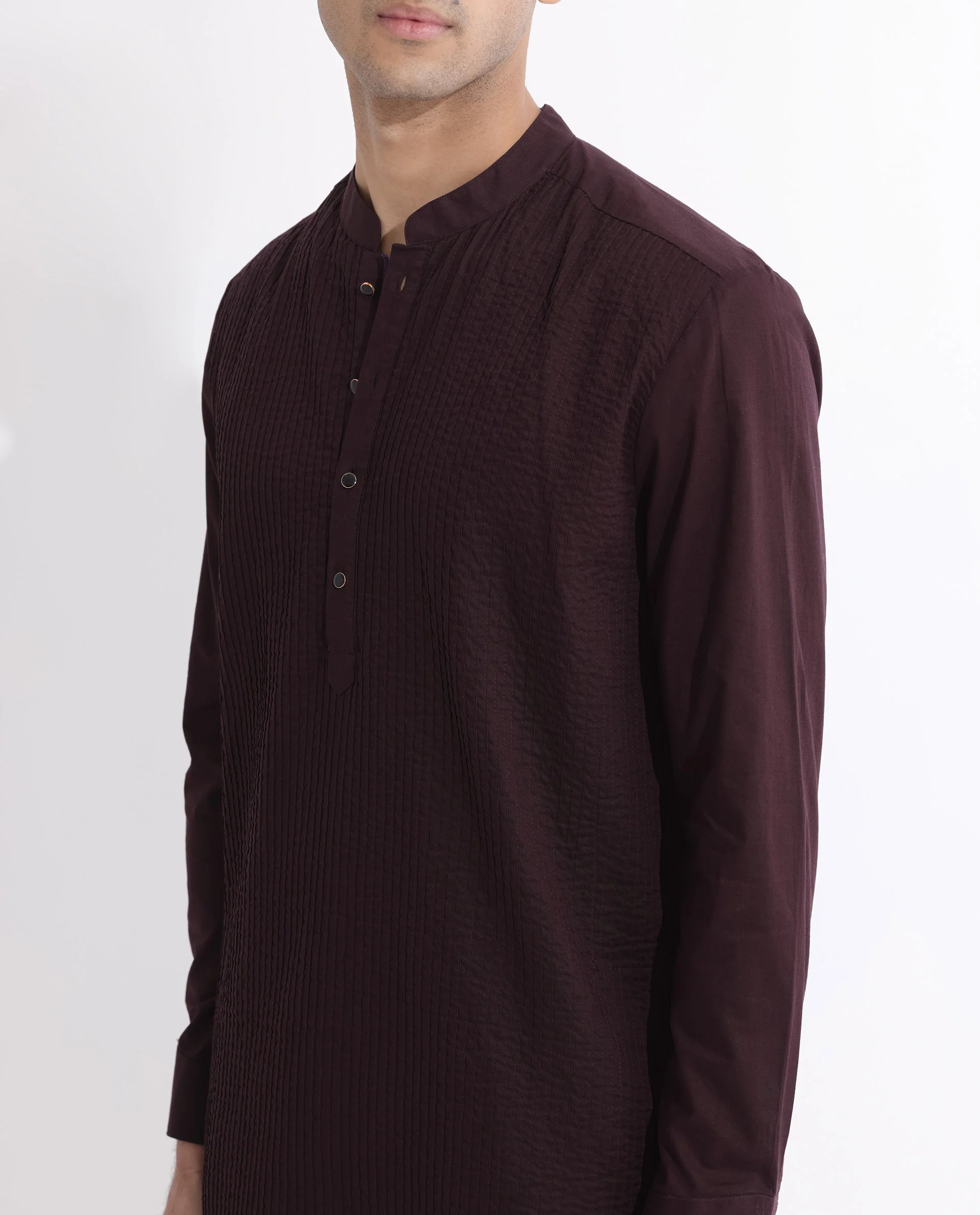 Rare Rabbit Men's Ethnic Maroon Cotton Striped Print Regular Fit Full Sleeve Mandarin Collar Kurta - Image 9