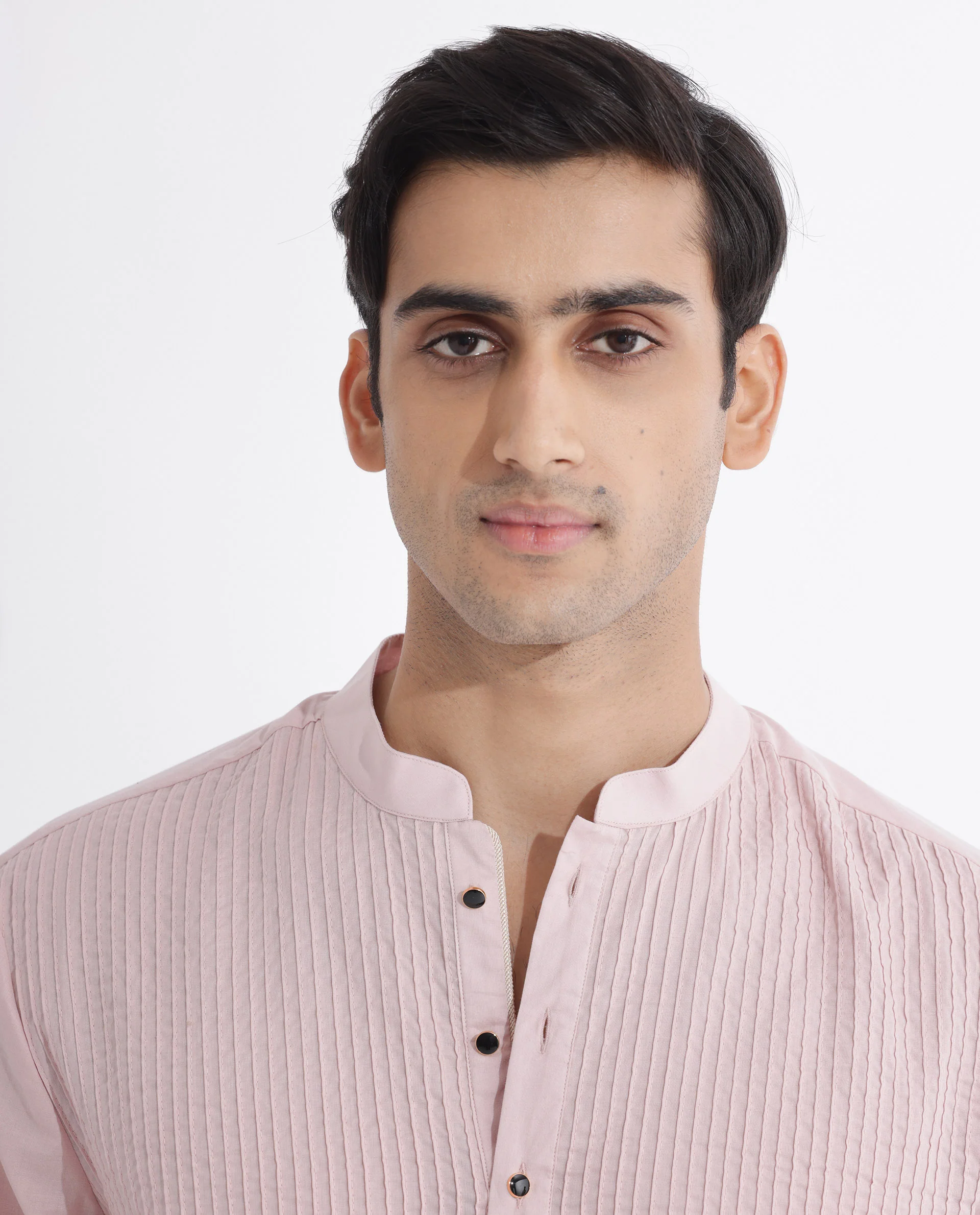 Rare Rabbit Men's Ethnic Pink Cotton Striped Print Regular Fit Full Sleeve Mandarin Collar Kurta - Image 4