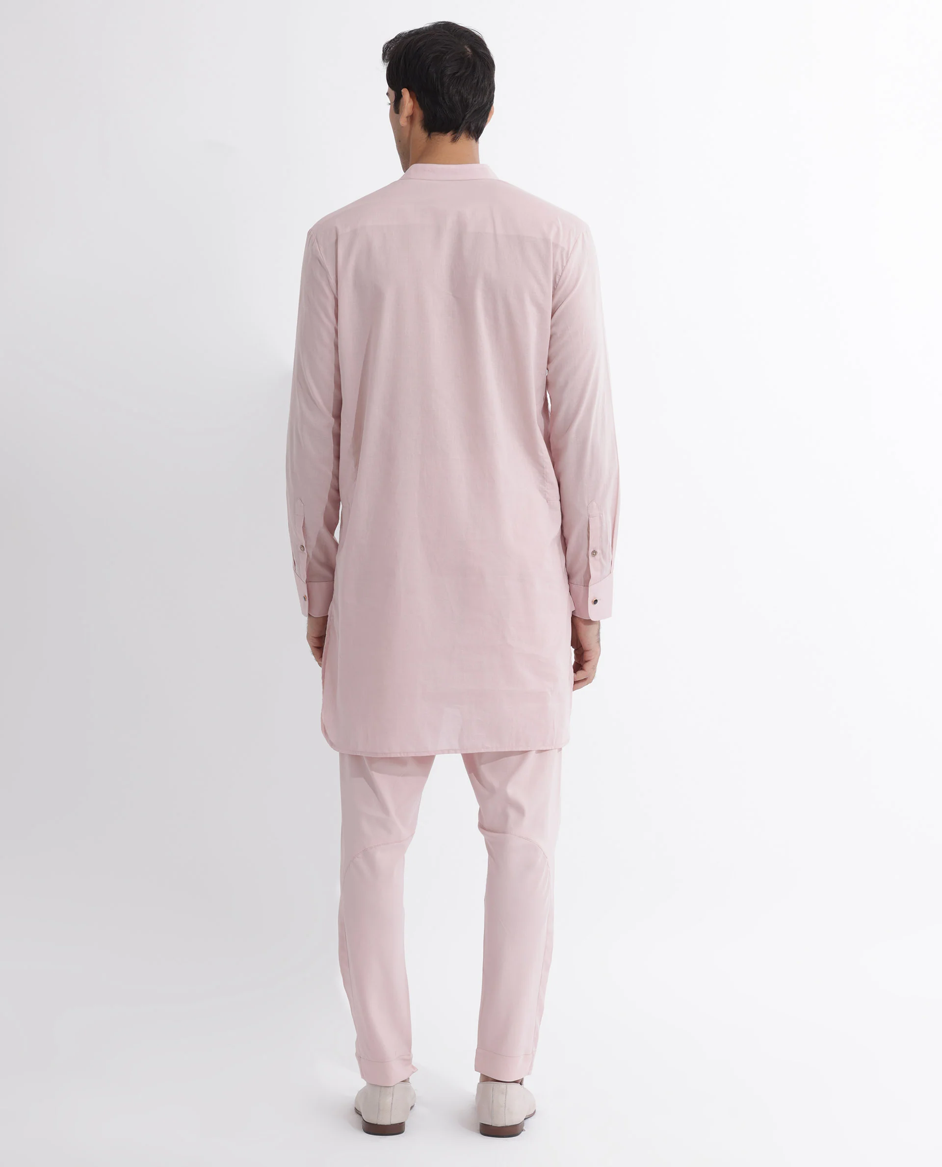 Rare Rabbit Men's Ethnic Pink Cotton Striped Print Regular Fit Full Sleeve Mandarin Collar Kurta - Image 7