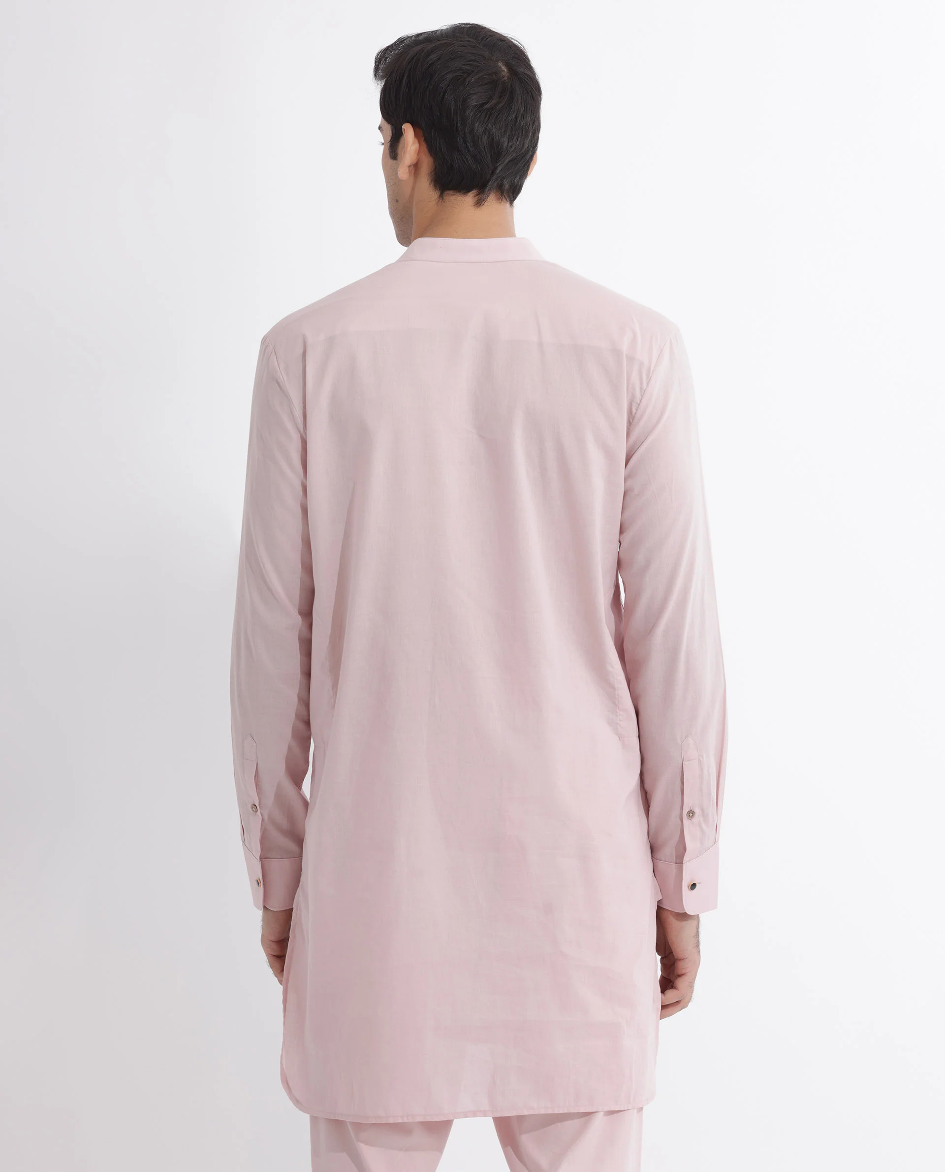 Rare Rabbit Men's Ethnic Pink Cotton Striped Print Regular Fit Full Sleeve Mandarin Collar Kurta - Image 8