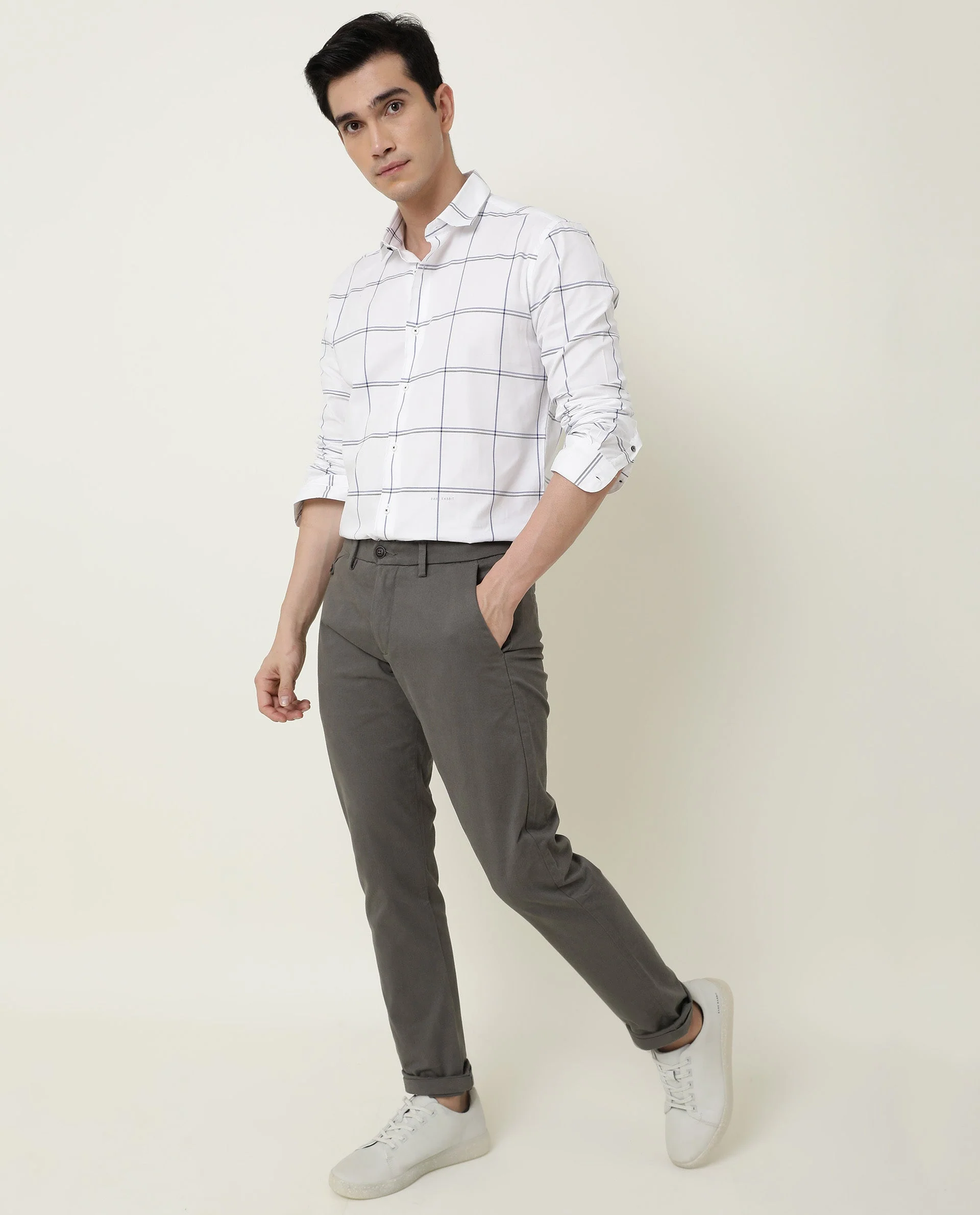Rare Rabbit Men's Eton White Cotton Checked Print Regular Fit Full Sleeve Spread Collar Shirt - Image 11