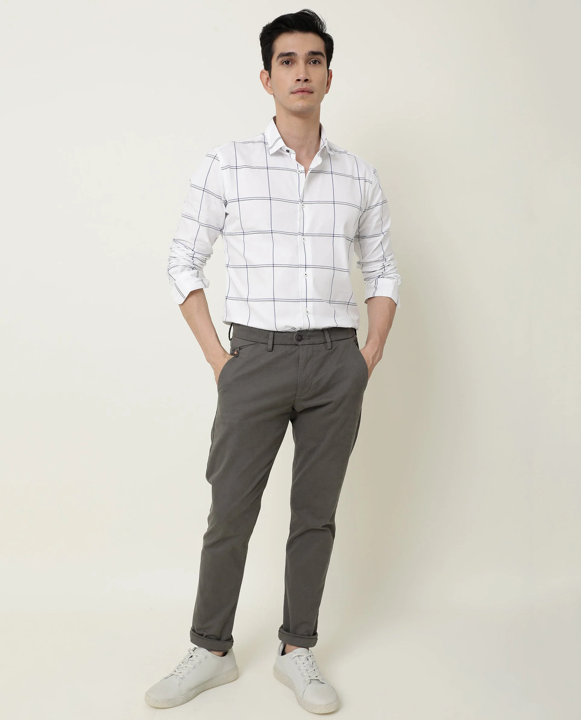 Rare Rabbit Men's Eton White Cotton Checked Print Regular Fit Full Sleeve Spread Collar Shirt - Image 12