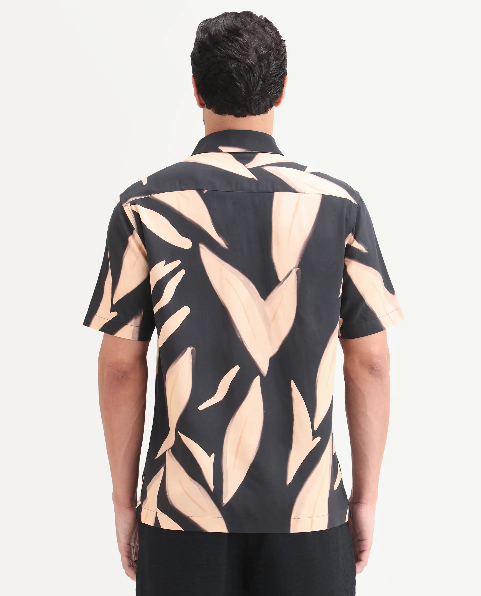Rare Rabbit Men's Evan Black Viscose Fabric Half Sleeve Regular Fit Abstract Print Shirt - Image 7