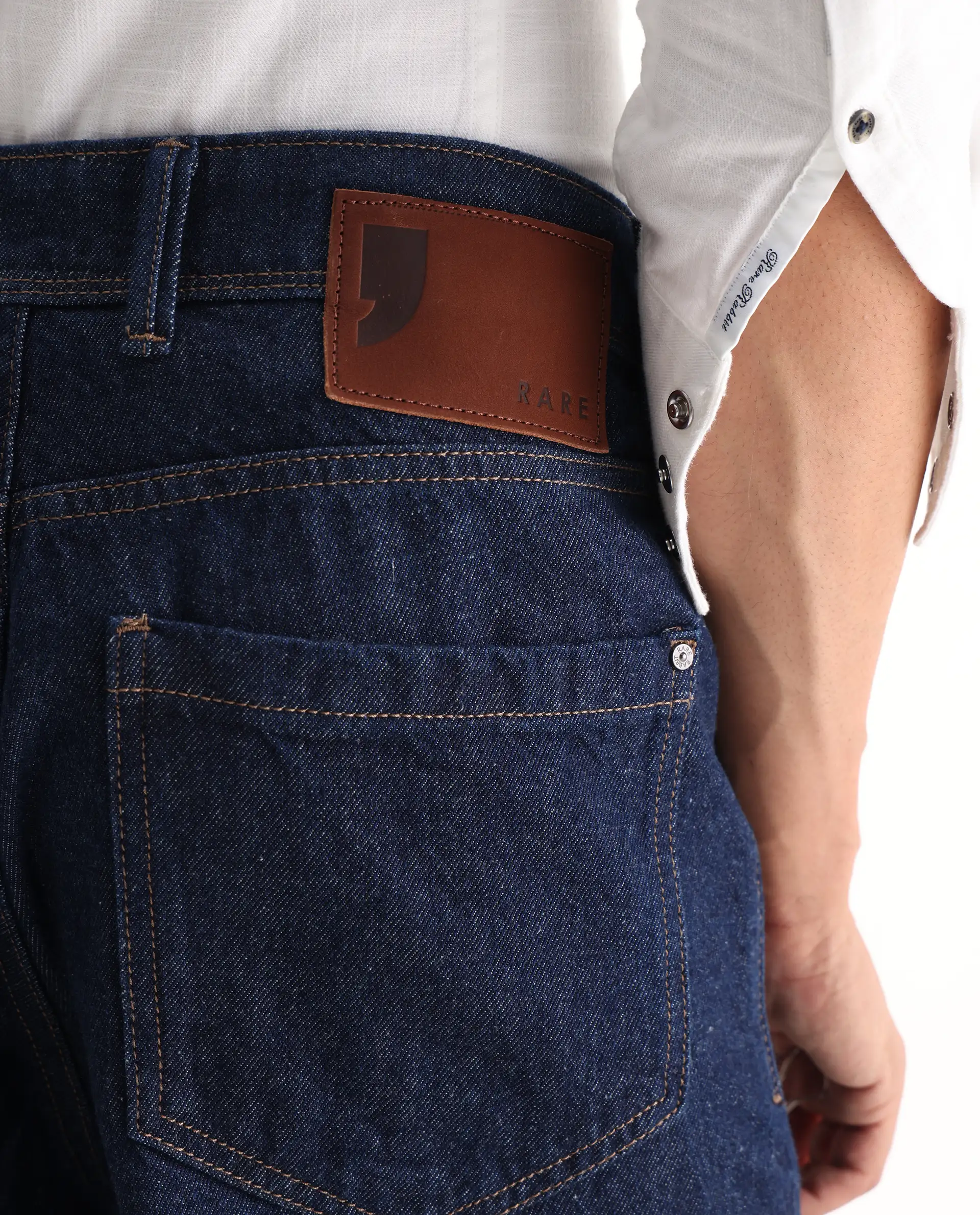 Rare Rabbit Men's Evet-2 Dark Blue Cotton Plain Baggy Fit Jeans - Image 7