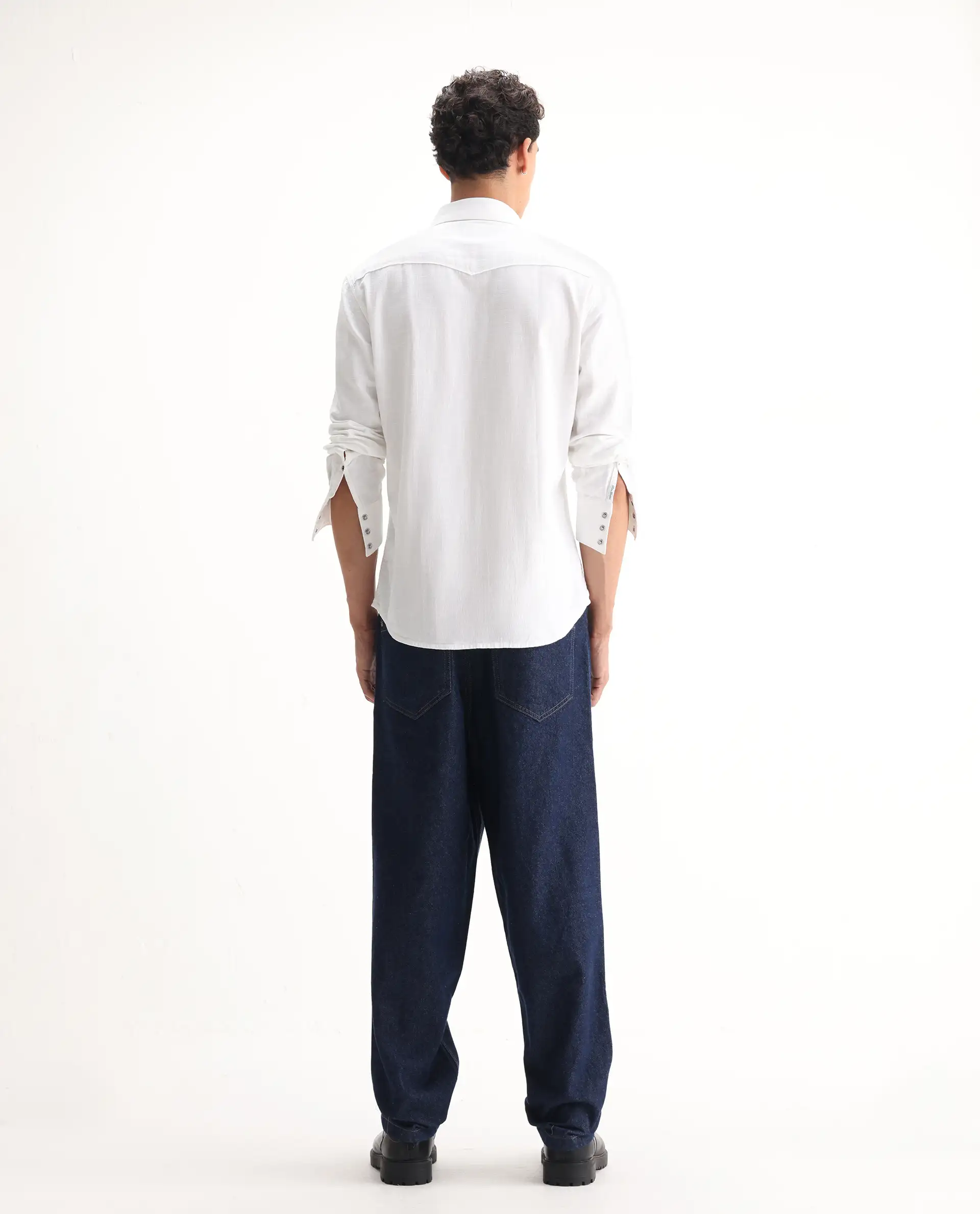 Rare Rabbit Men's Evet-2 Dark Blue Cotton Plain Baggy Fit Jeans - Image 9
