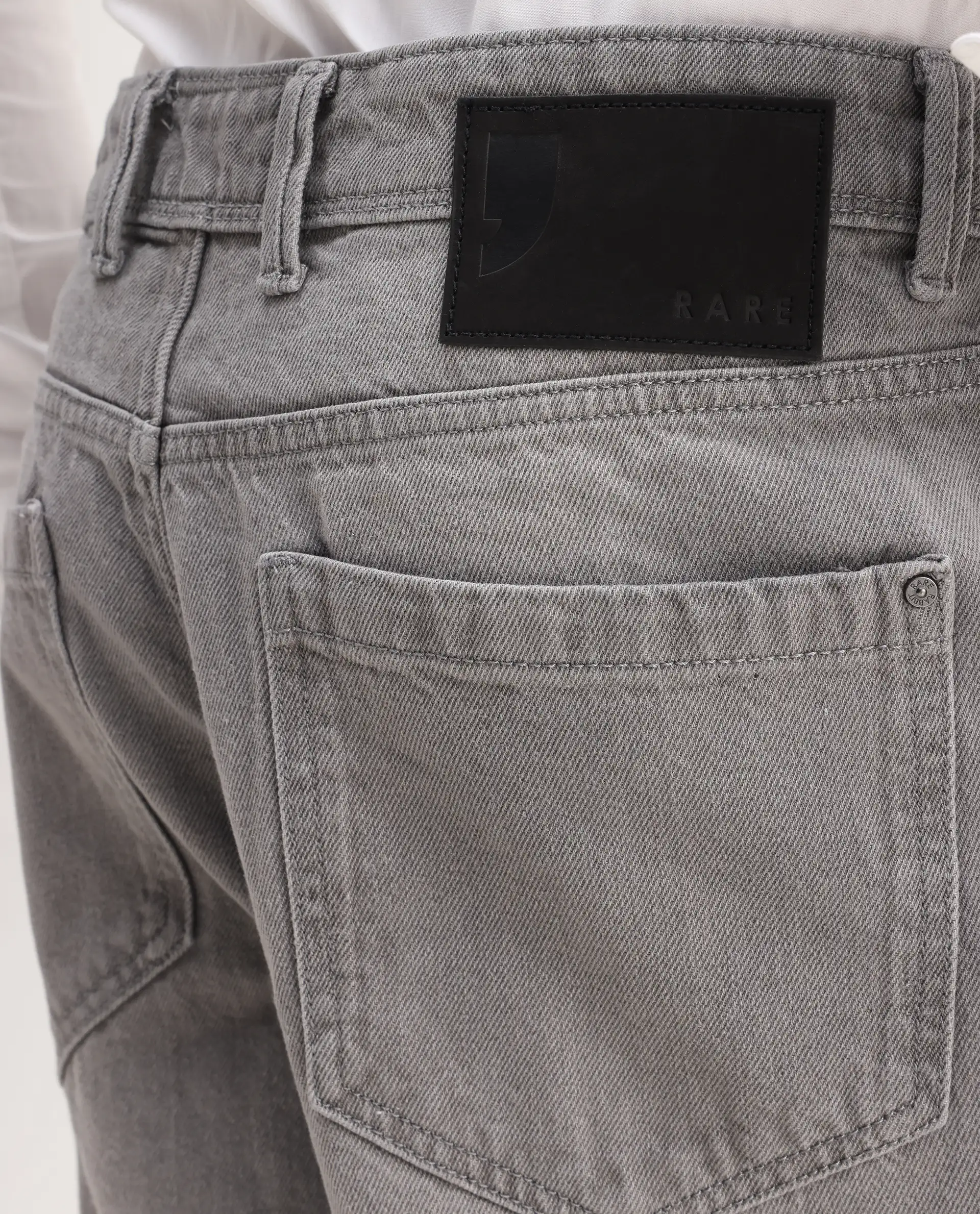 Rare Rabbit Men's Evet-2 Grey Cotton Plain Baggy Fit Jeans - Image 5