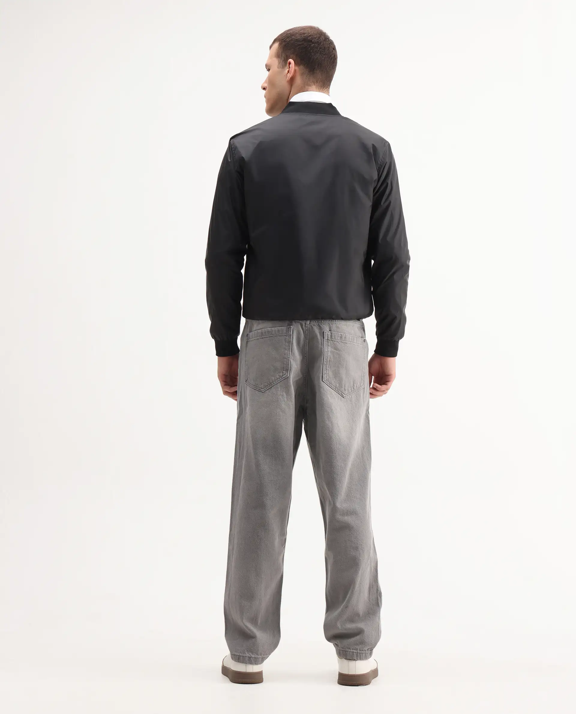 Rare Rabbit Men's Evet-2 Grey Cotton Plain Baggy Fit Jeans - Image 6
