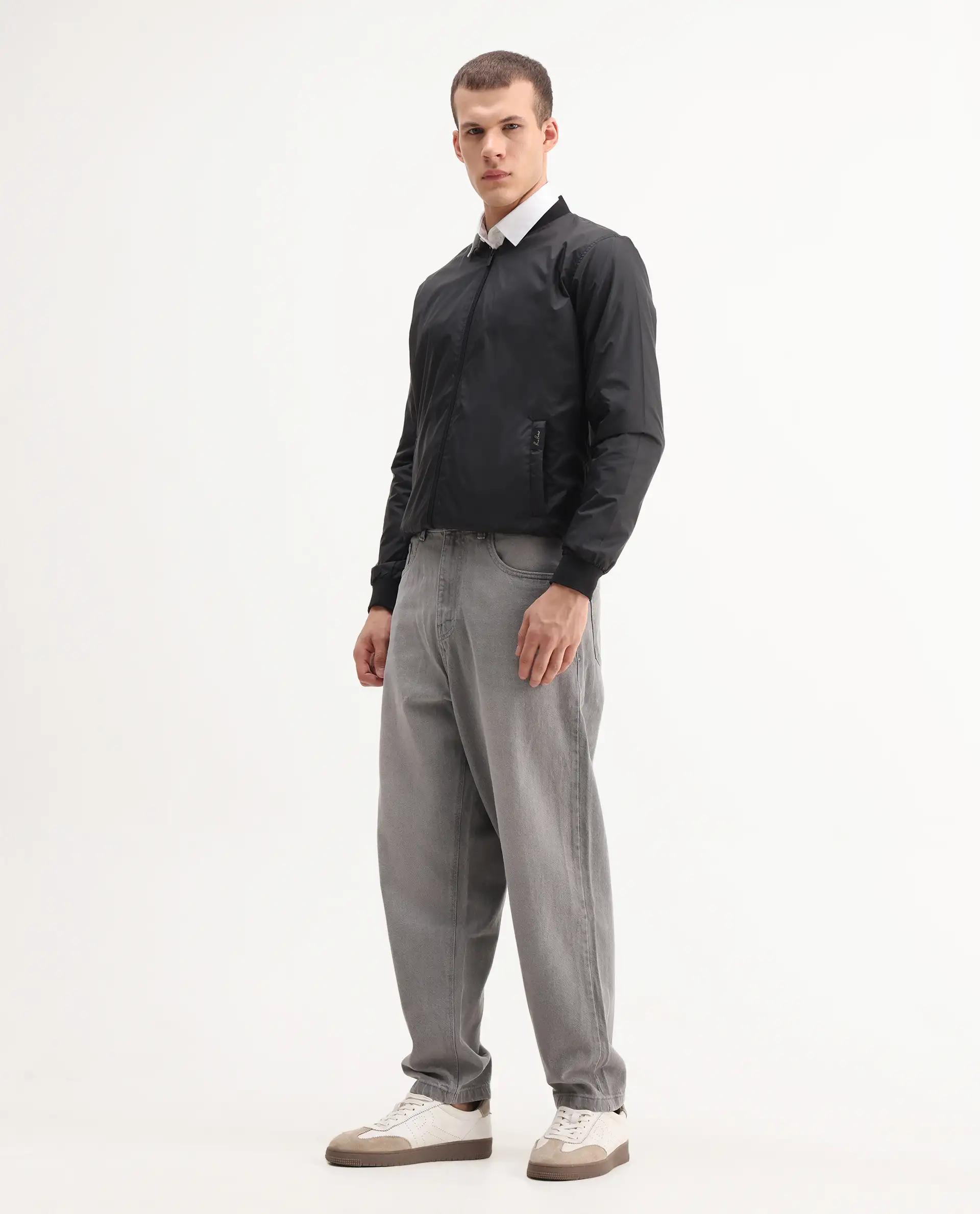 Rare Rabbit Men's Evet-2 Grey Cotton Plain Baggy Fit Jeans - Image 7