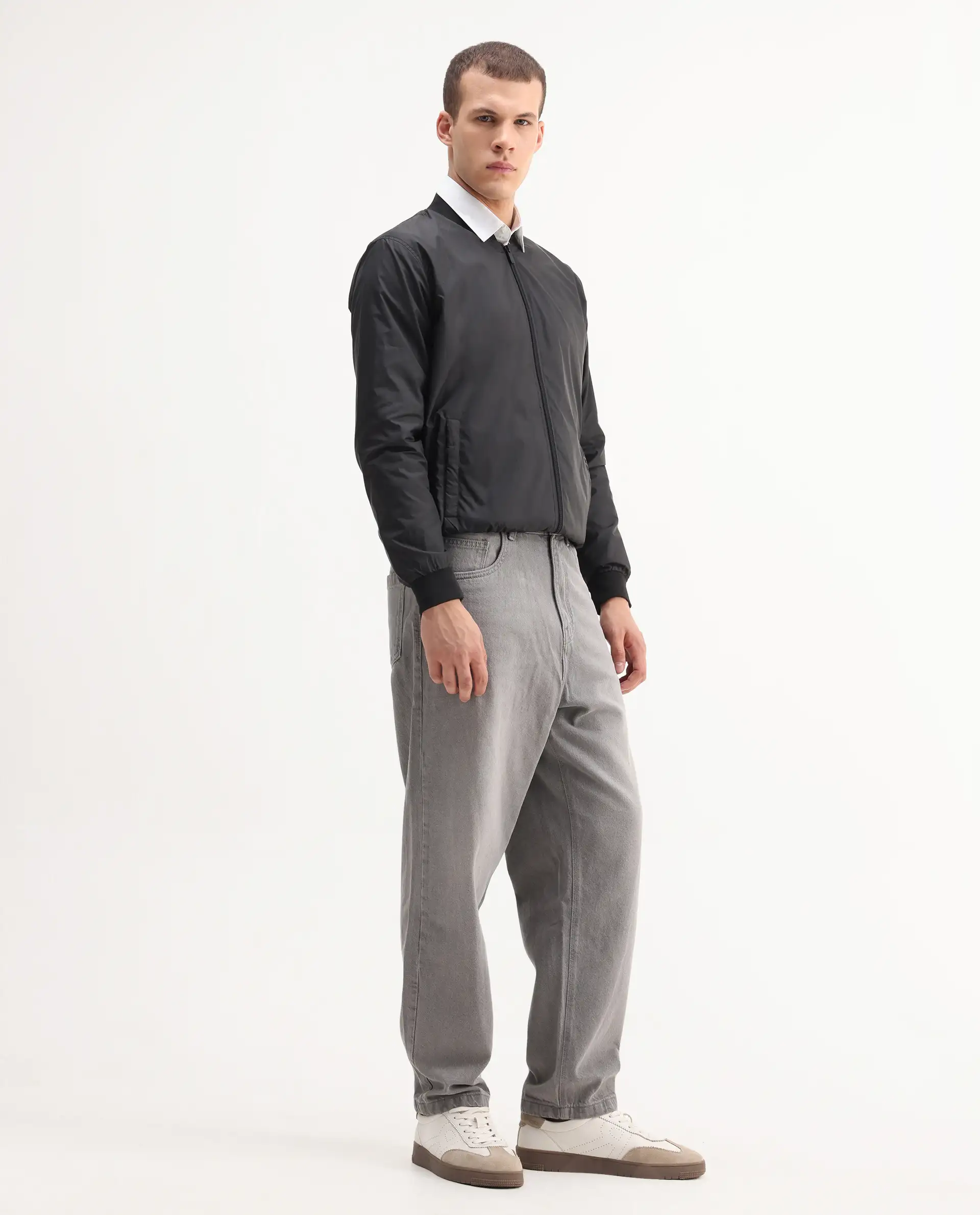 Rare Rabbit Men's Evet-2 Grey Cotton Plain Baggy Fit Jeans - Image 8