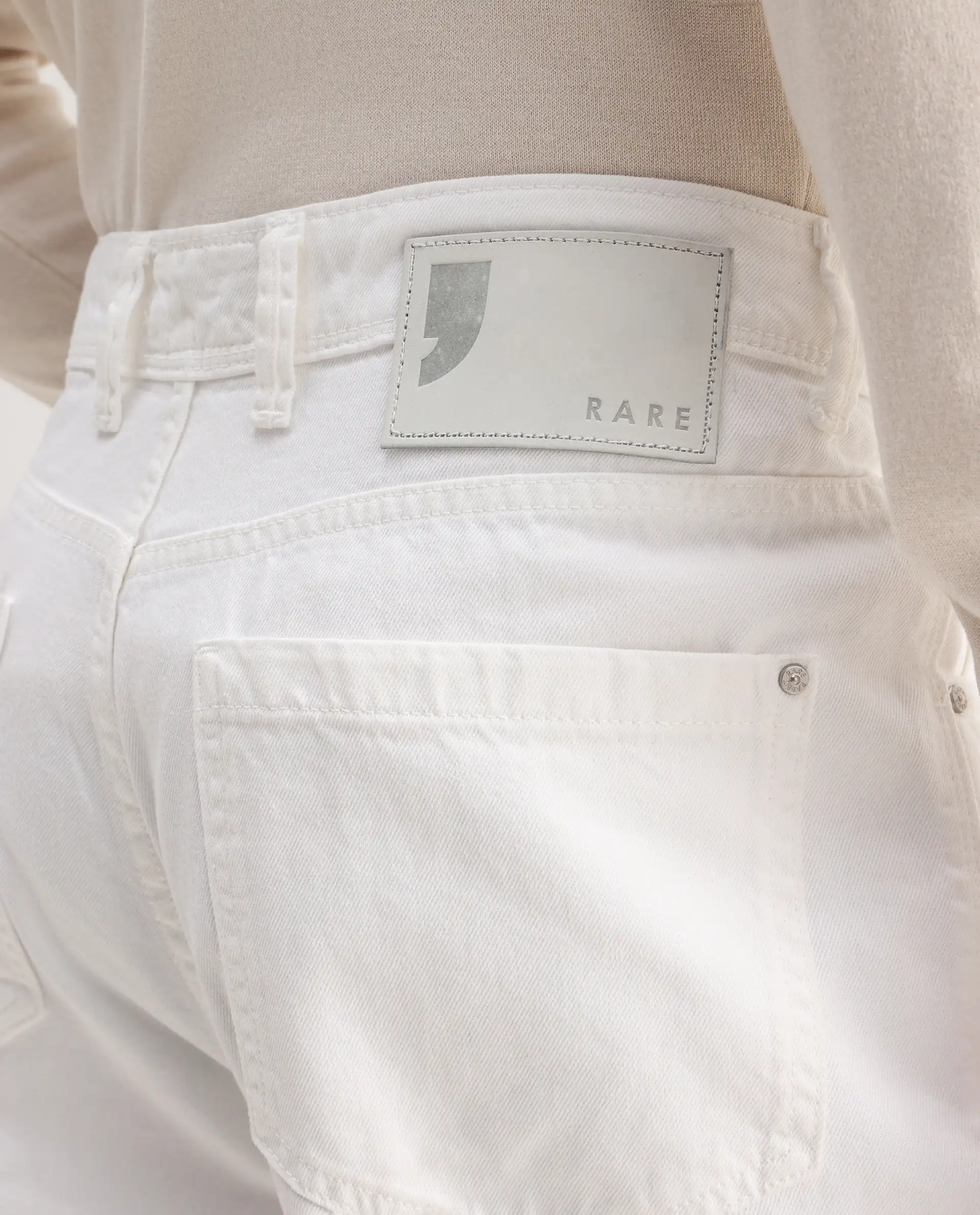 Rare Rabbit Men's Evet-2 White Cotton Plain Baggy Fit Jeans - Image 4