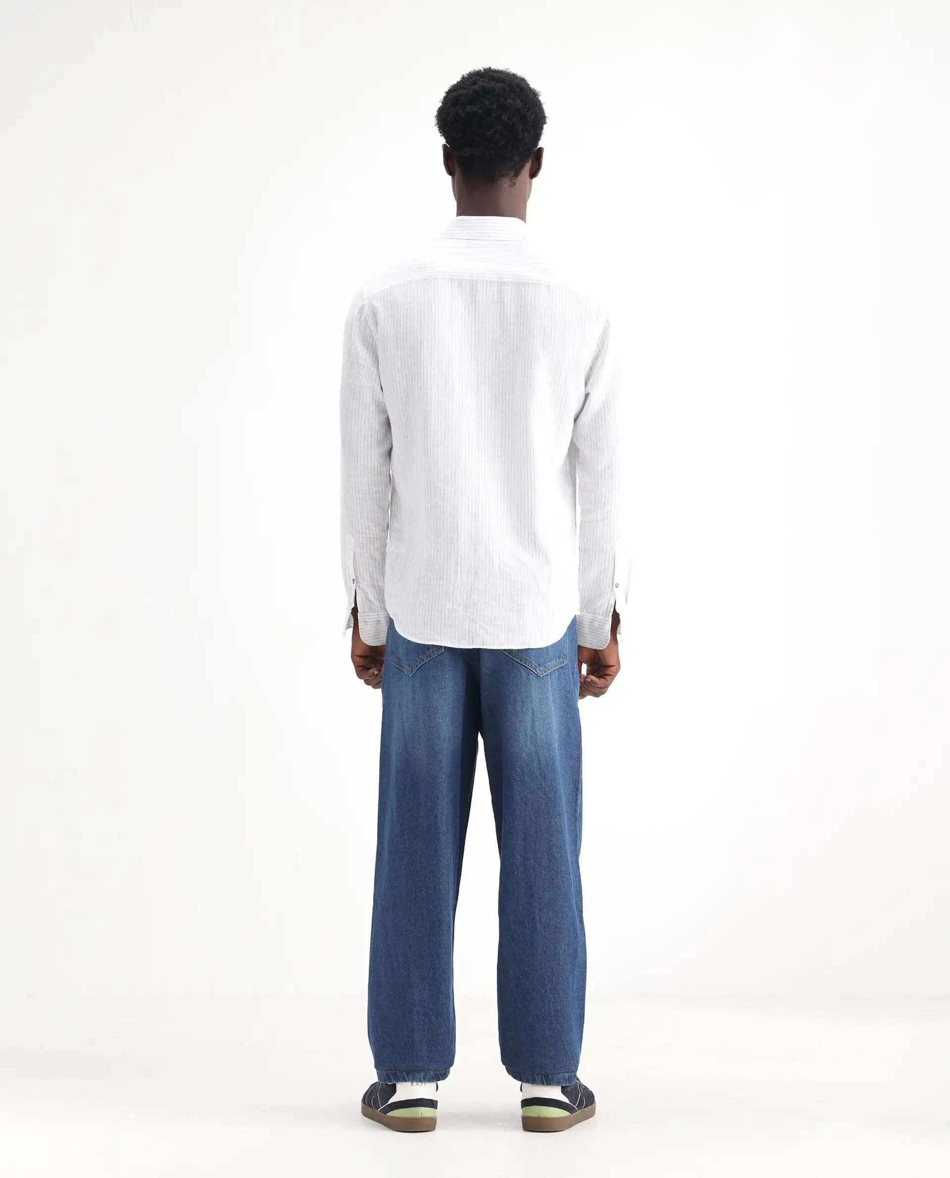 Rare Rabbit Men's Evet Blue Cotton Plain Baggy Fit Jeans - Image 9