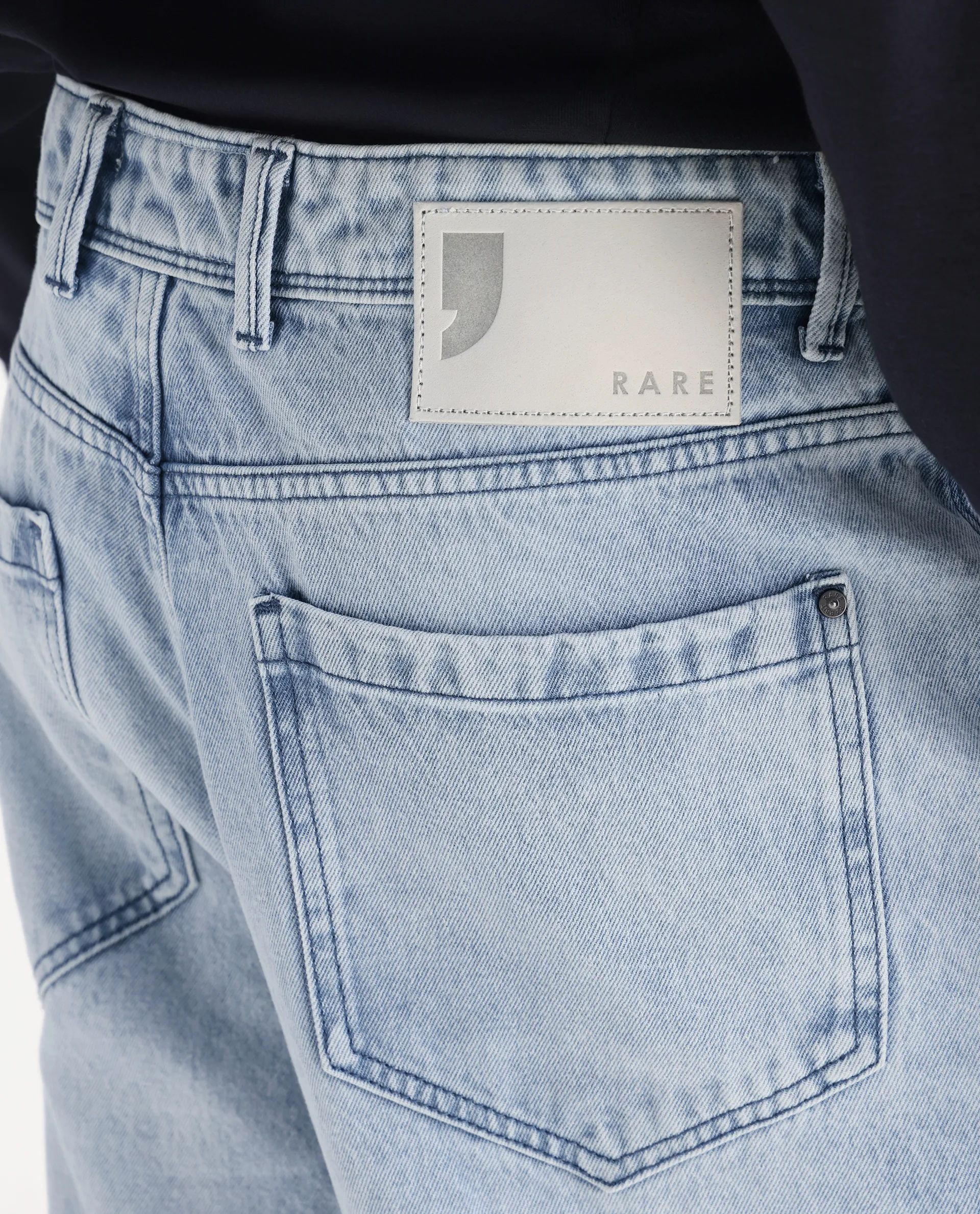 Rare Rabbit Men's Evet Pastel Blue Cotton Plain Baggy Fit Jeans - Image 4